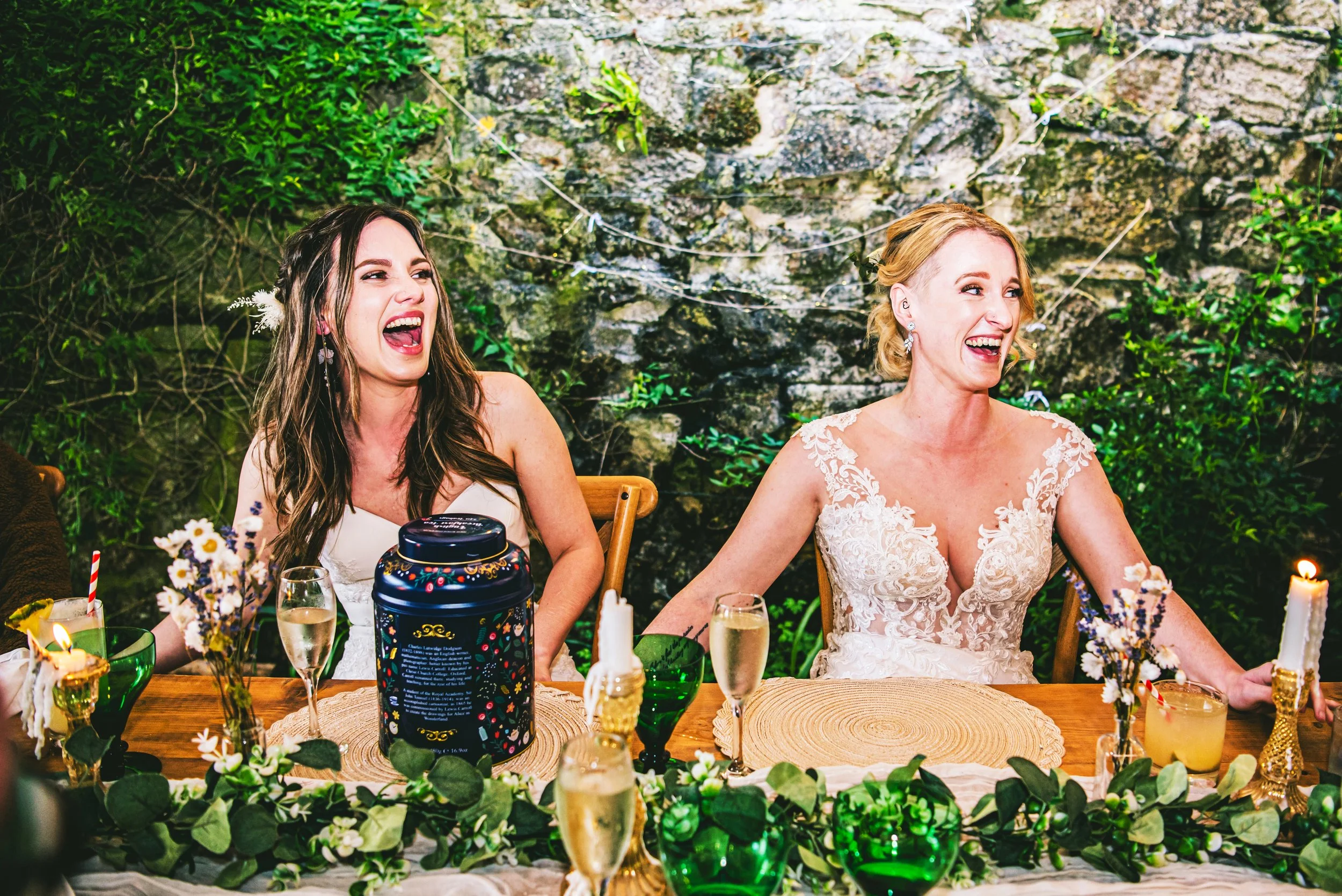 Candid wedding photography in Cornwall, Southwest UK. Funny Candid wedding moments captured by Cornwall wedding photographer, Devon Wedding Photographer. The Stack House wedding photos. Unique Homestays wedding. LGBTQIA+ Wedding Photographer. Inclusi
