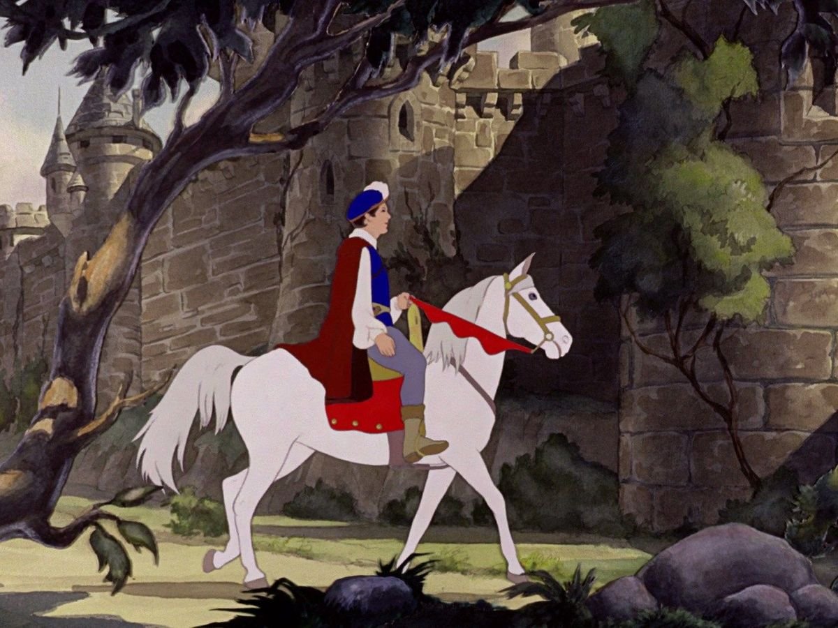 “His white horse was in the shop.”