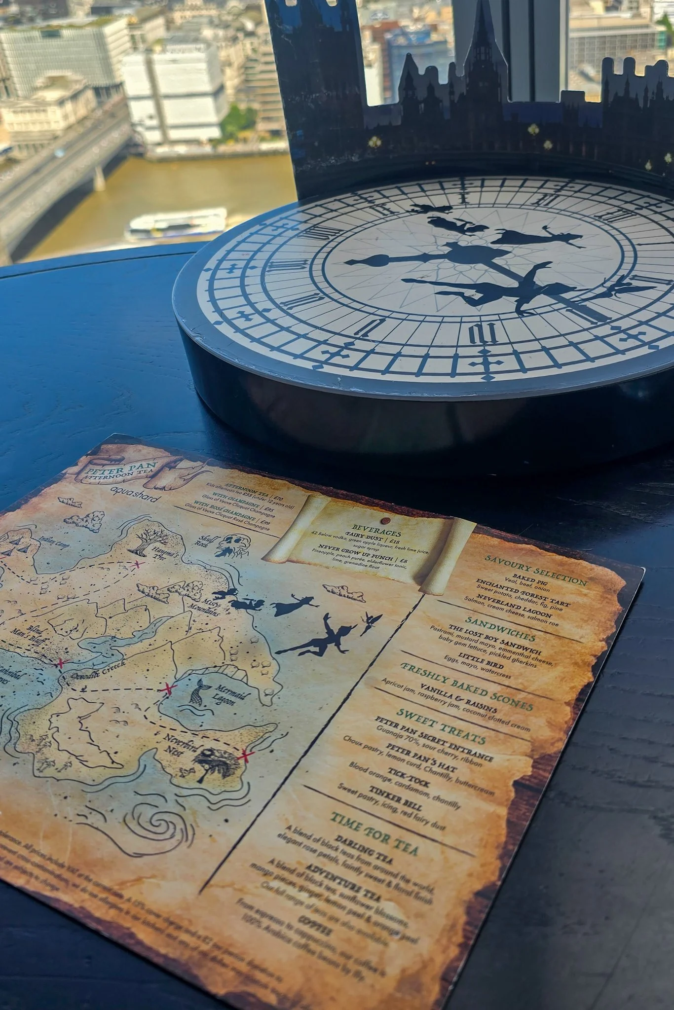 Peter Pan afternoon tea menu