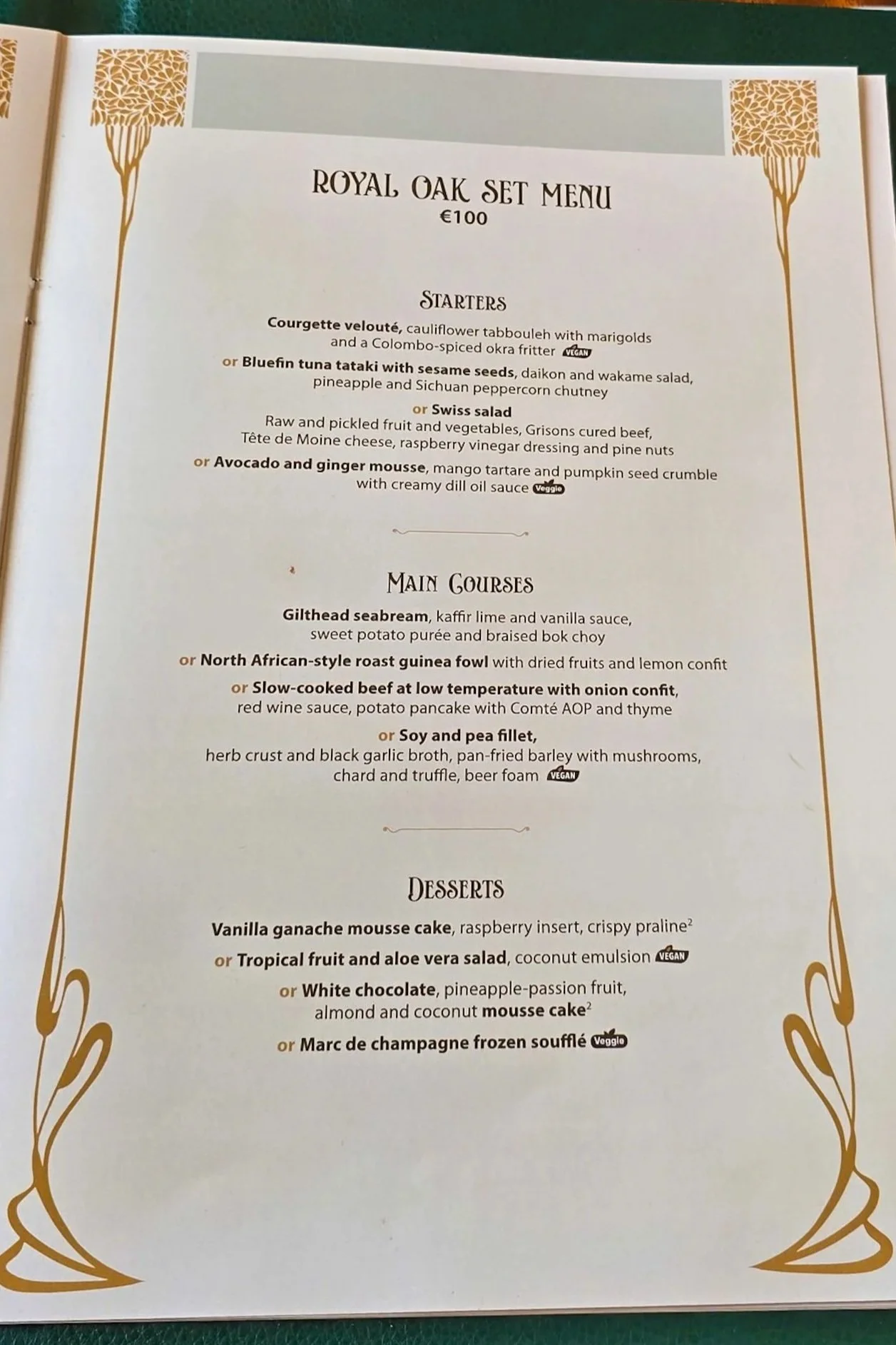 The regal view restaurant disneyland paris menu