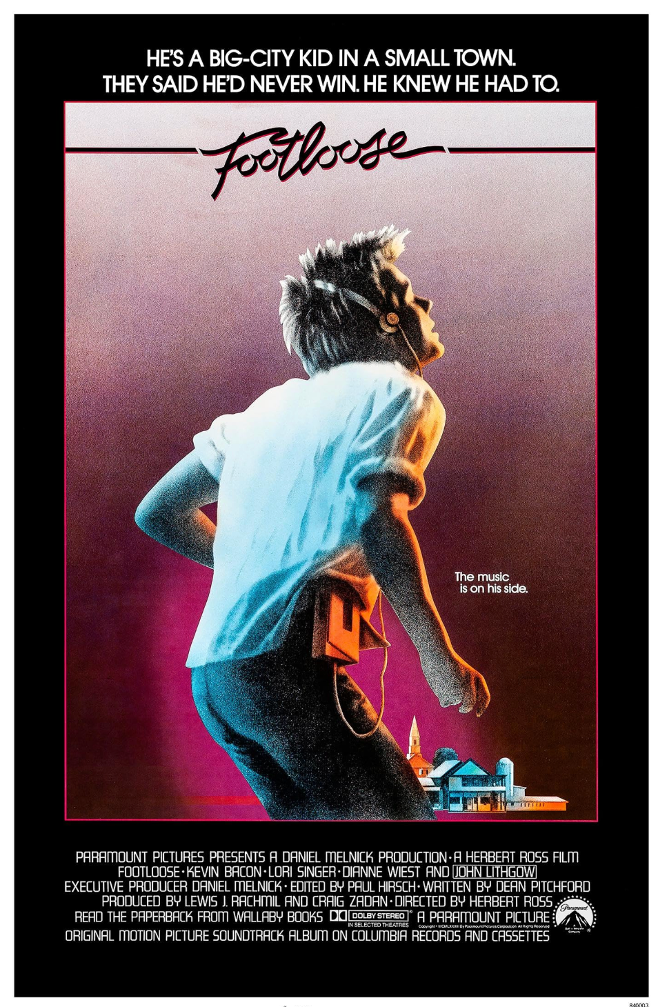 “Ha! Jumpback! Kevin Bacon, Footloose, reaction to the no dancing in town rule is revealed to him by Chris Penn, brother to Sean, sage to all.”