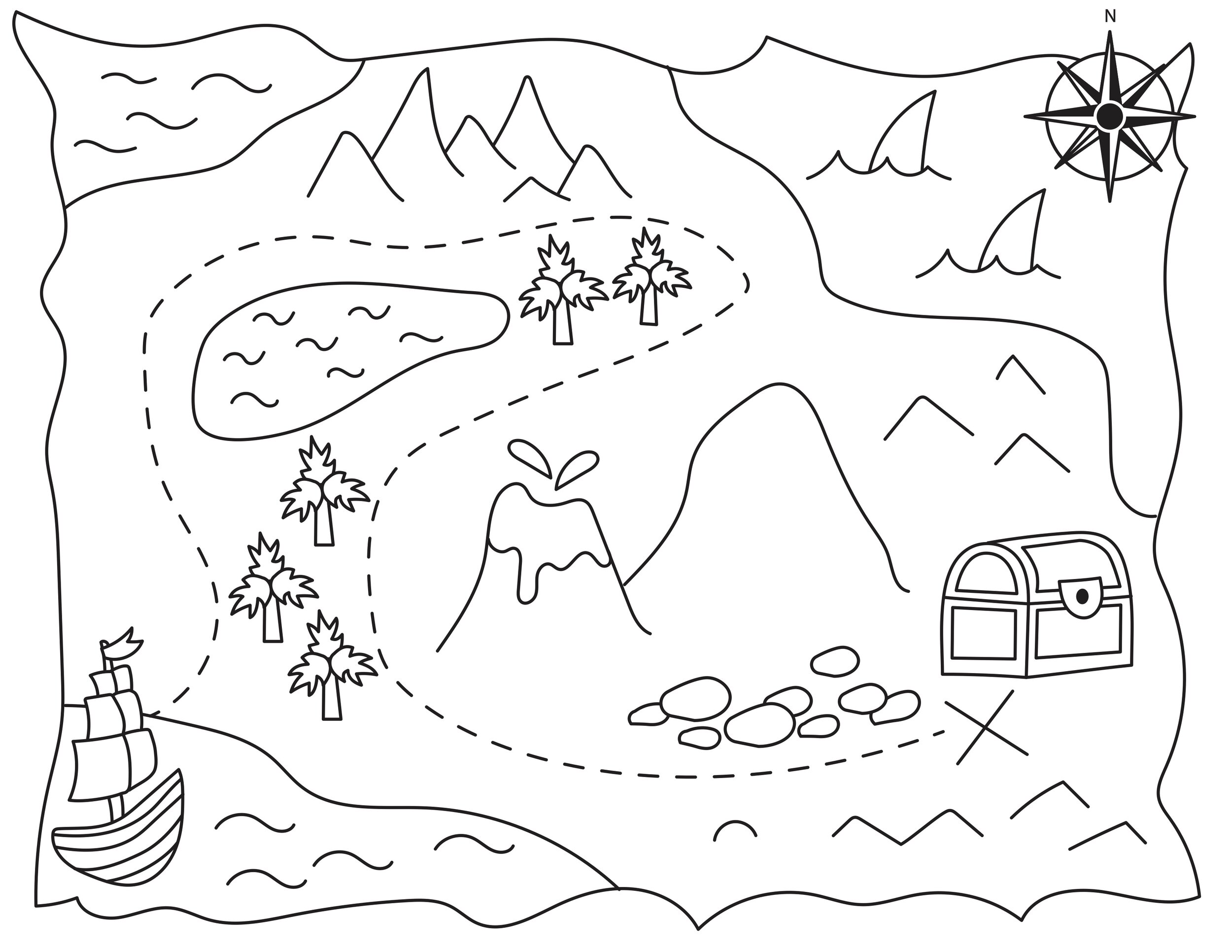 Pirate Treasure Map Coloring Coloring Pages