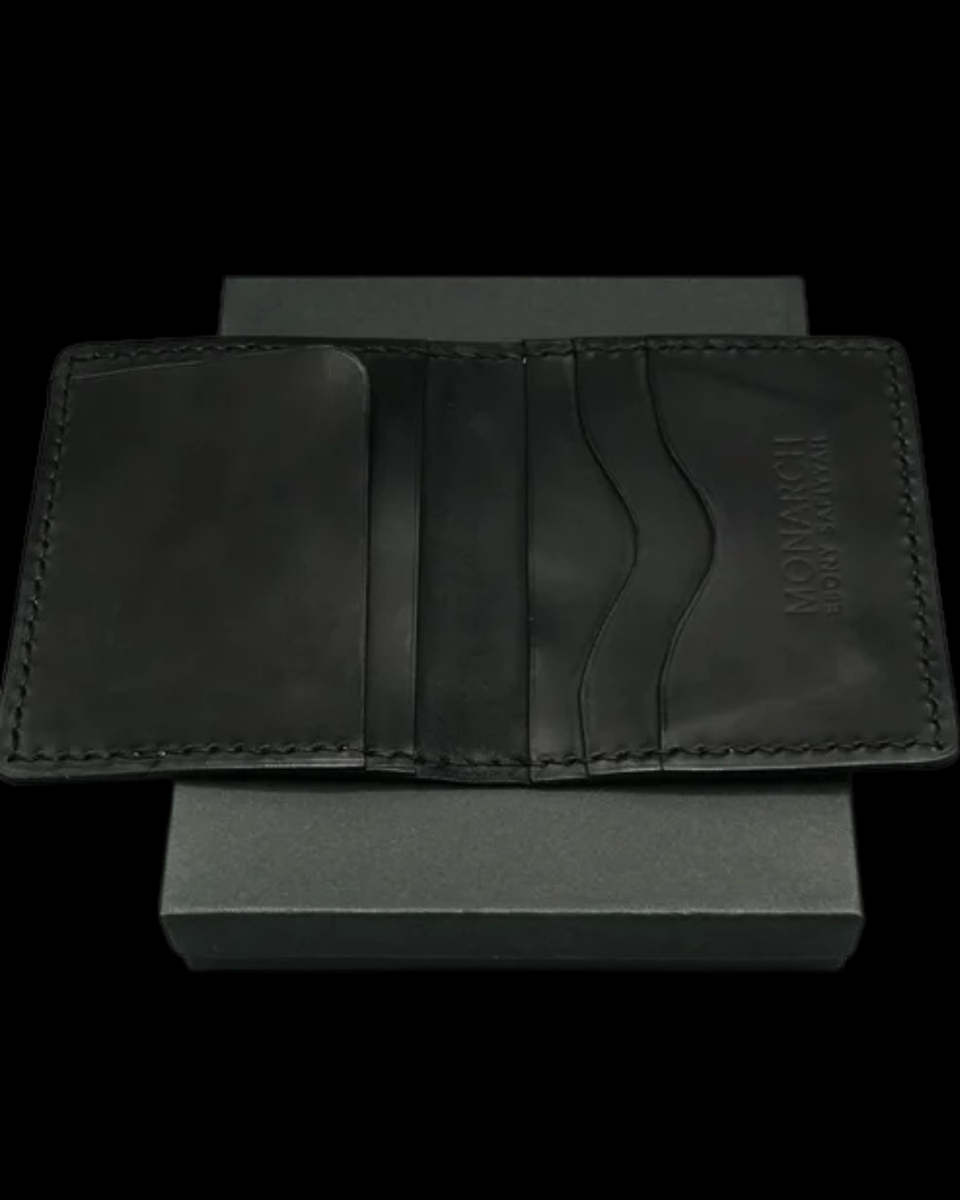 Black Calfskin Minimalist Bifold Wallet
