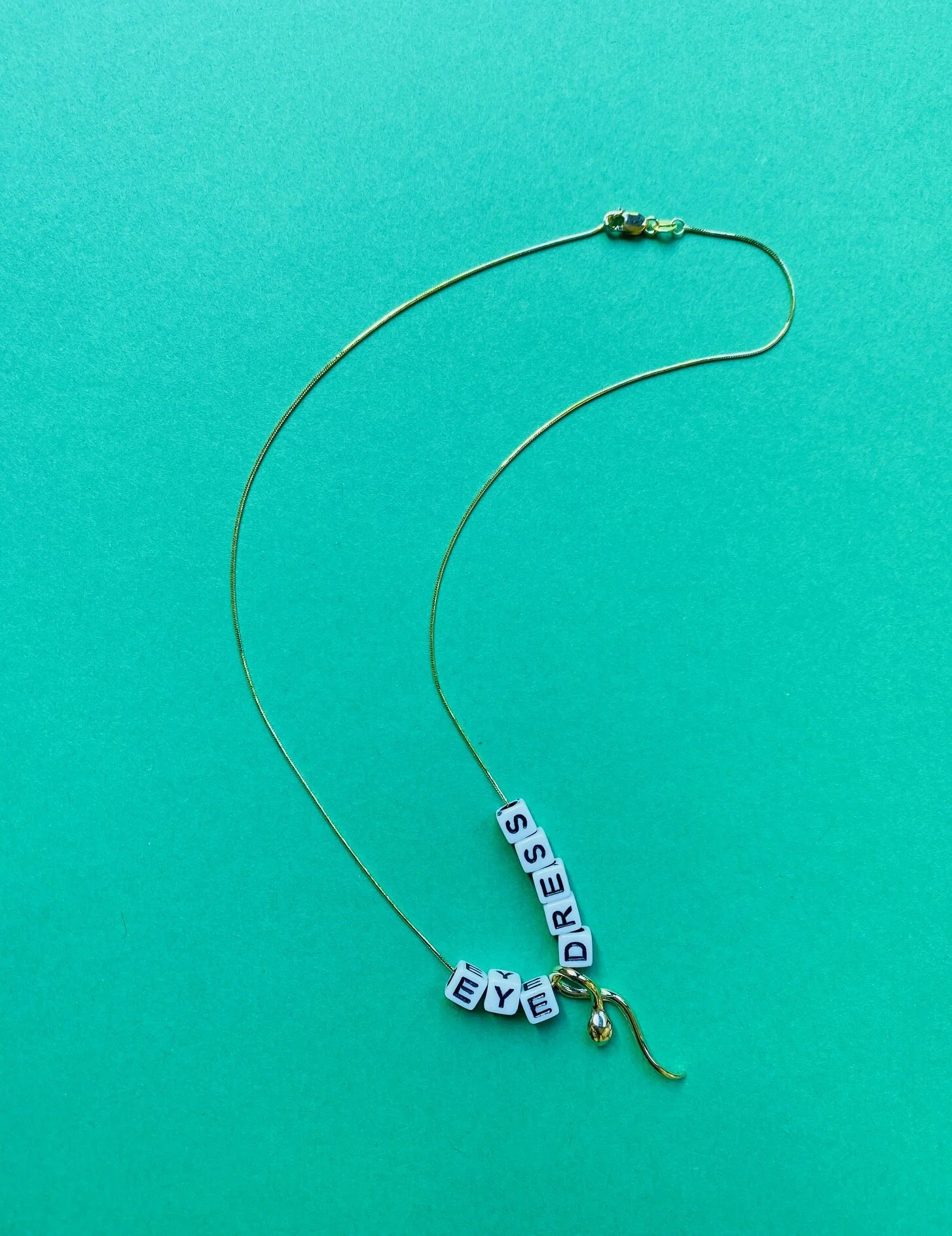 Custom 14k Gold Serpant Necklace on a Snake Chain