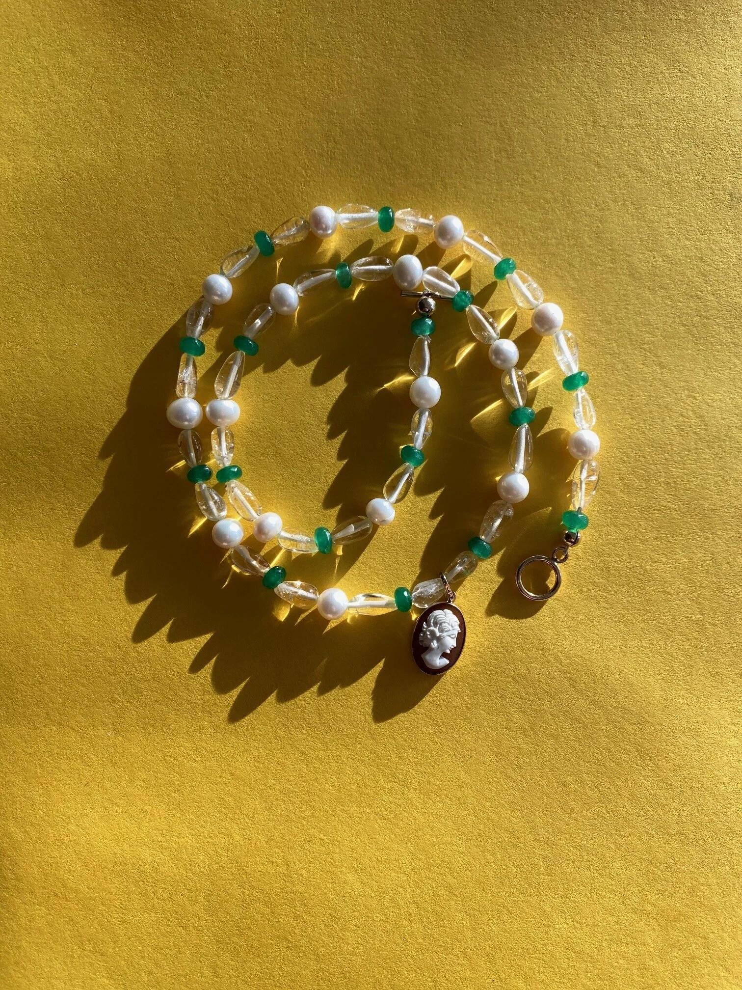 One of a Kind necklace with Vintage 14k gold Cameo