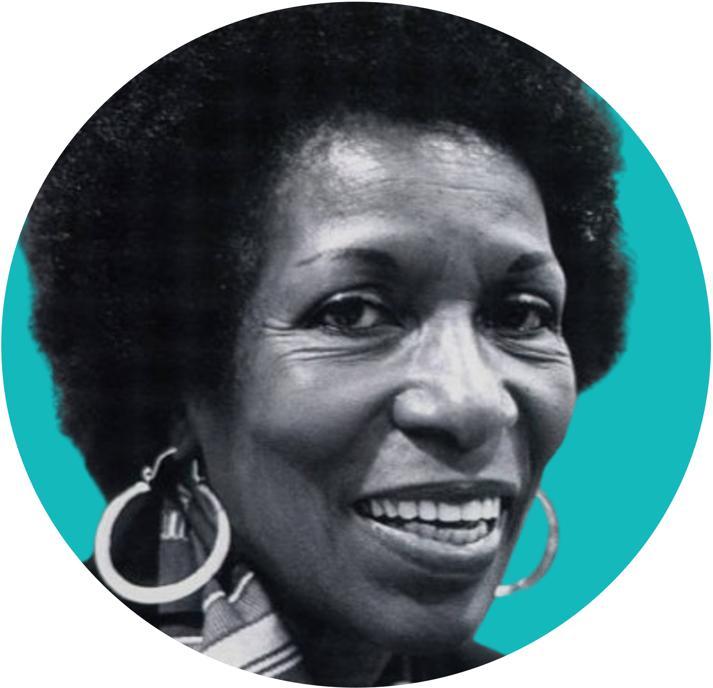 Portrait of Mari Evans smiling wearing hoop earrings