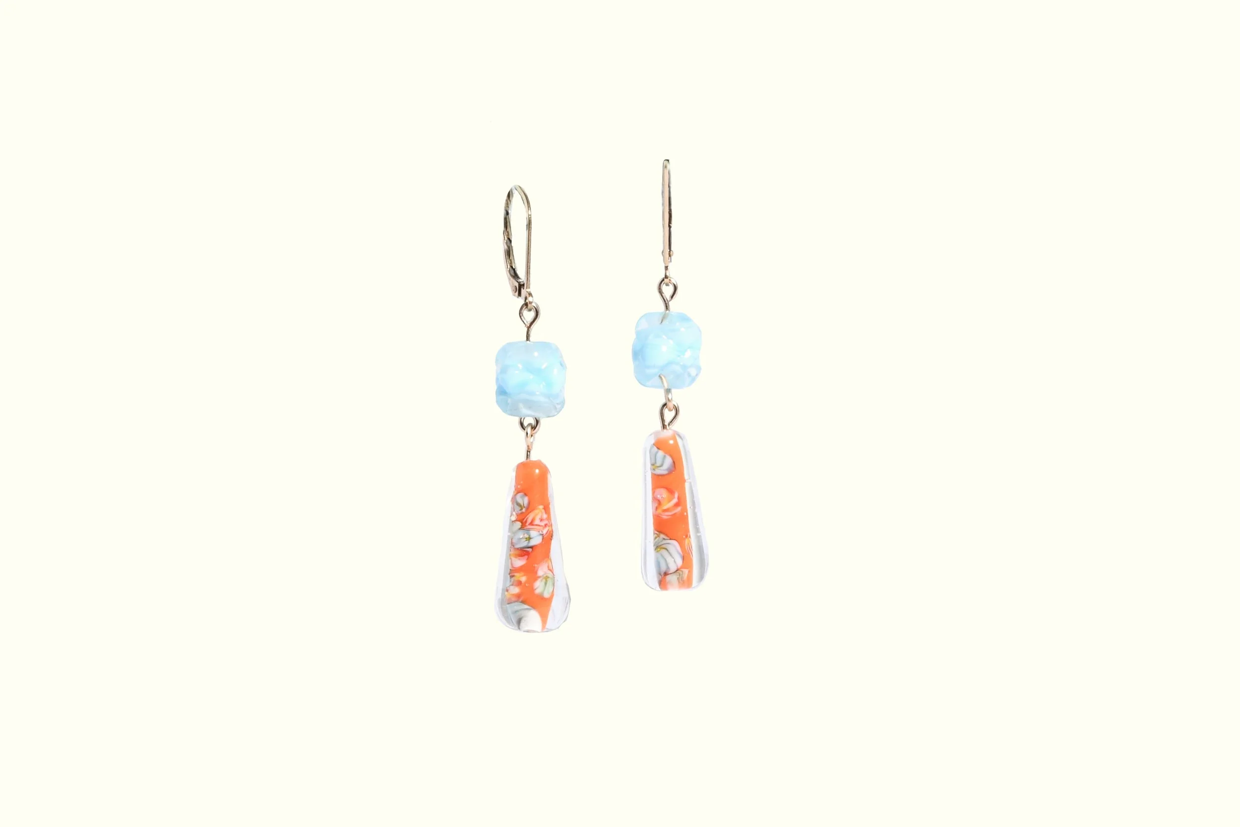 Aqua and Orange Drop Earrings-1.jpg