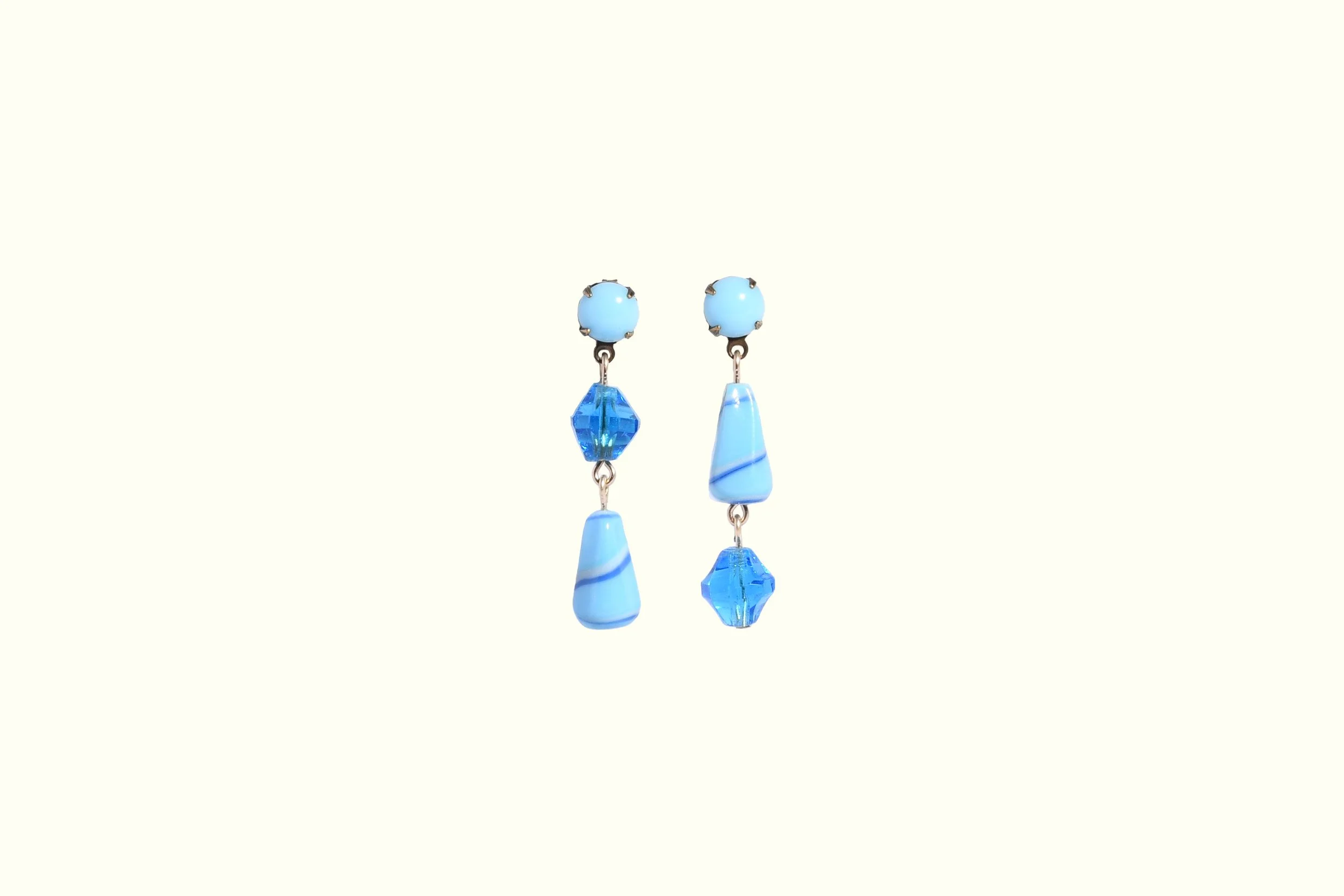 Aqua and Cerulean Blue Swirl Drop Mismatched Drop Earrings