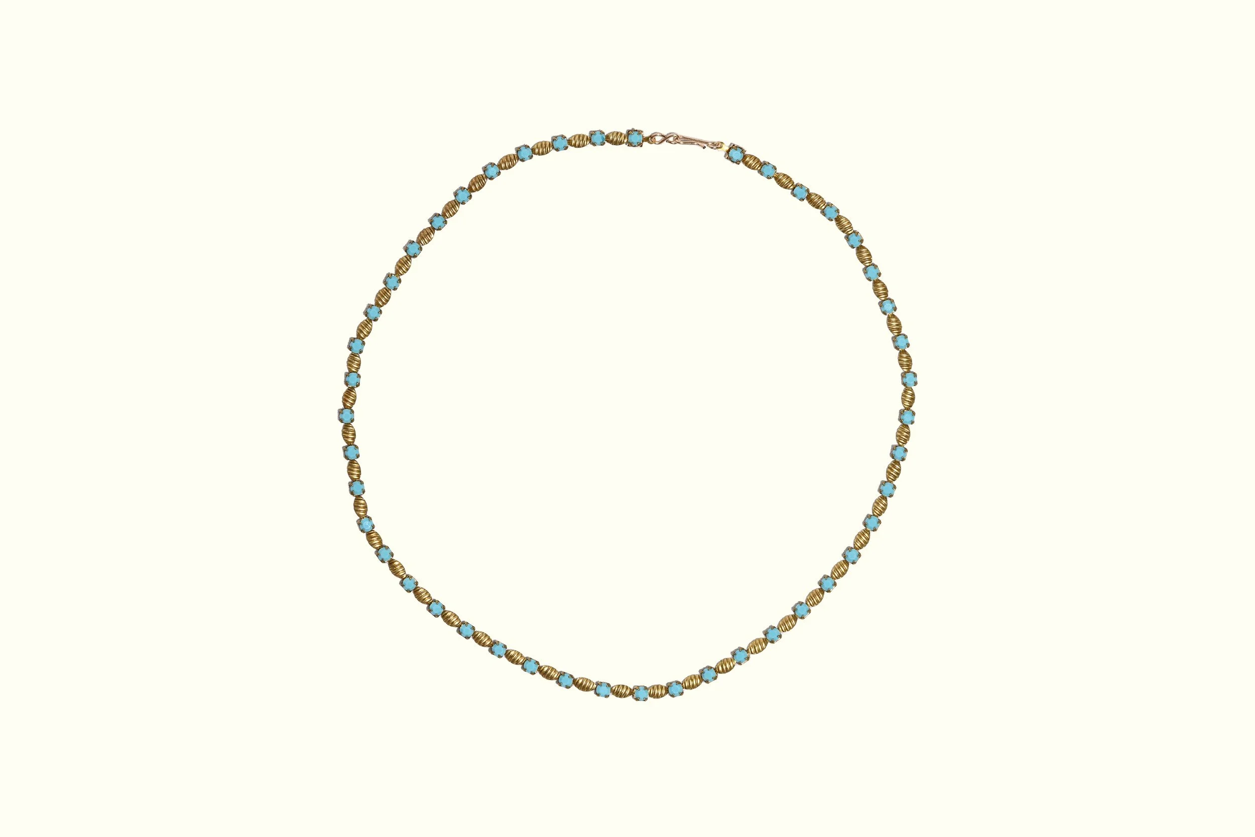 turquoise blue brass chain necklace-1.jpg