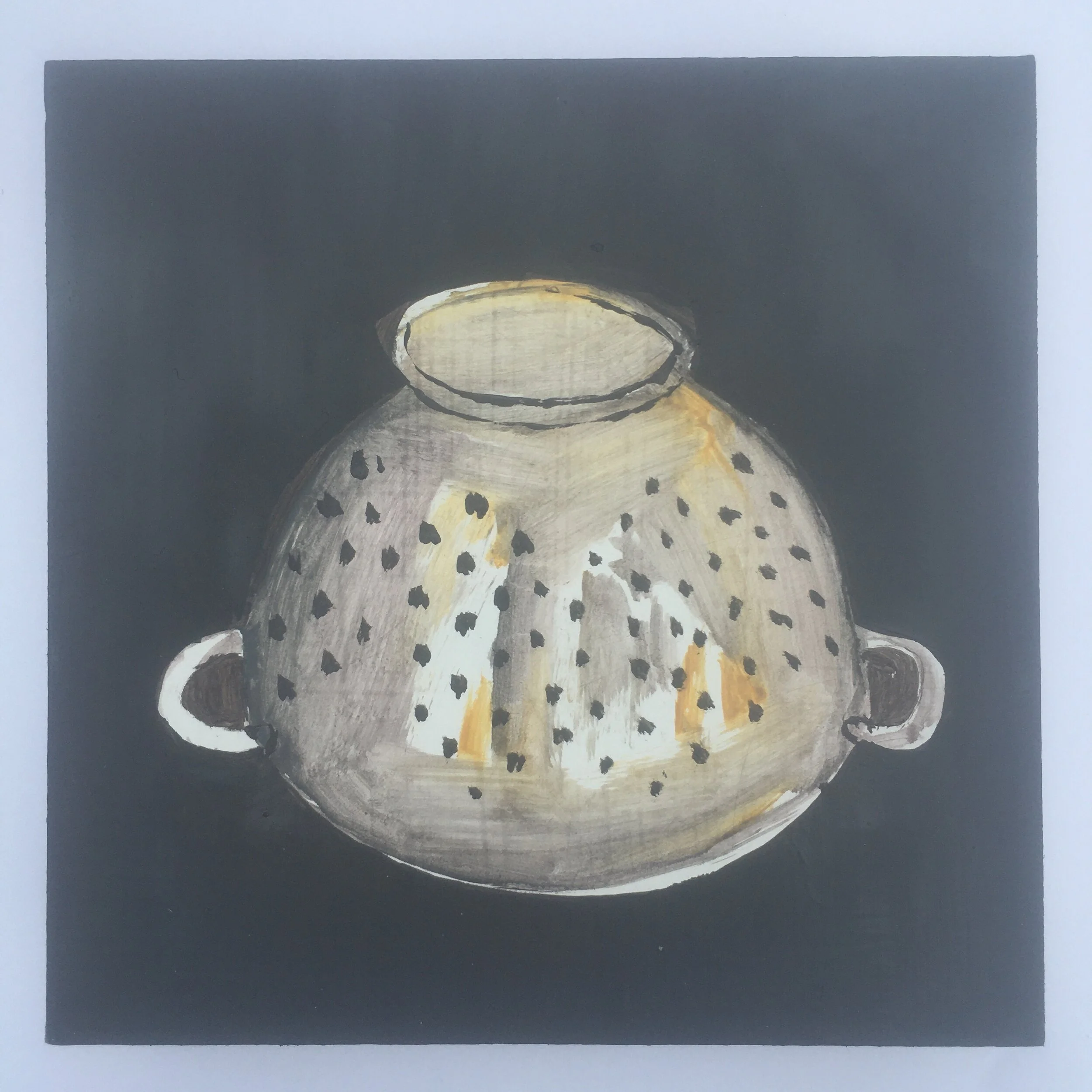 Colander (no. 7 of 36) - 
Oil on board, 2020 -
12 x 12cm - Please enquire to see the whole collection.