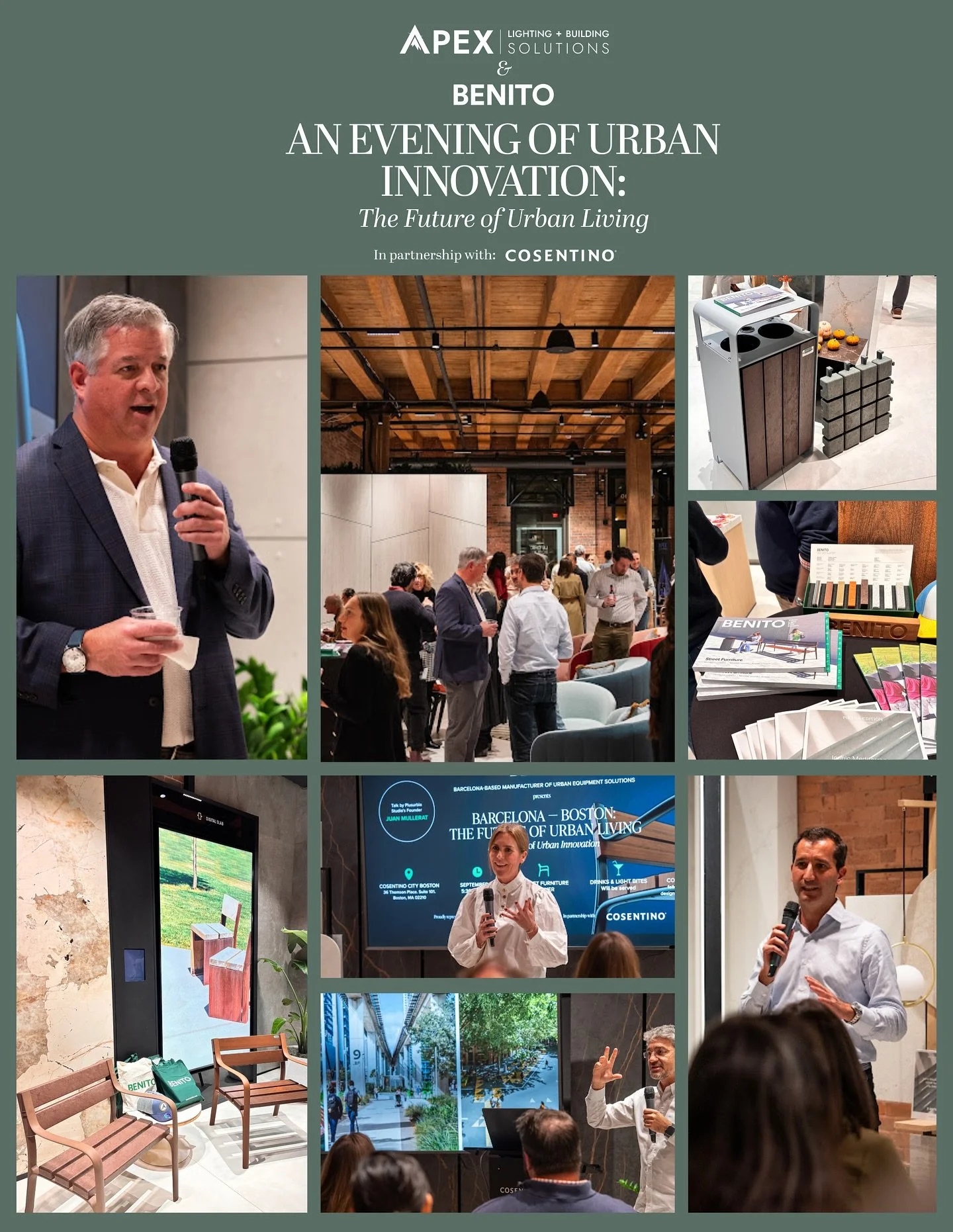 Last Thursday&rsquo;s event was a huge success! 🎉 We had the pleasure of showcasing @benito_urban products at @cosentinocityboston. Thank you to our Keynote speaker Juan Mullerat, for keeping everyone engaged and inspired throughout the night. Thank