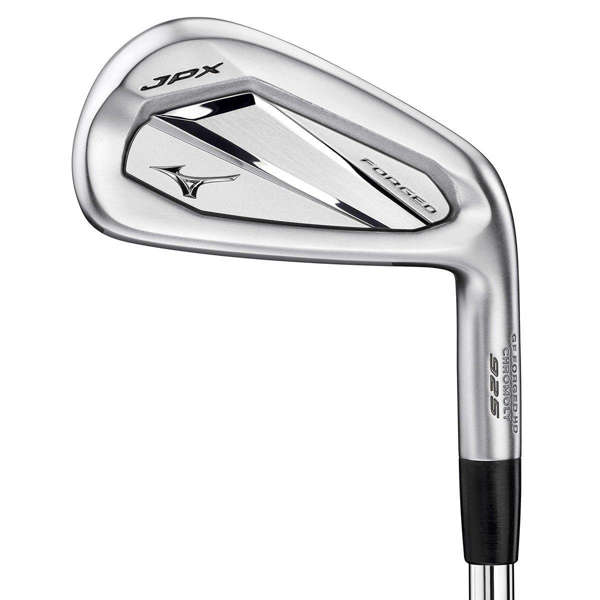 Silver golf iron club with black grip, labeled 'GEFORCE HB CHROME' and 'S25' on the shaft, designed for golf shot play.