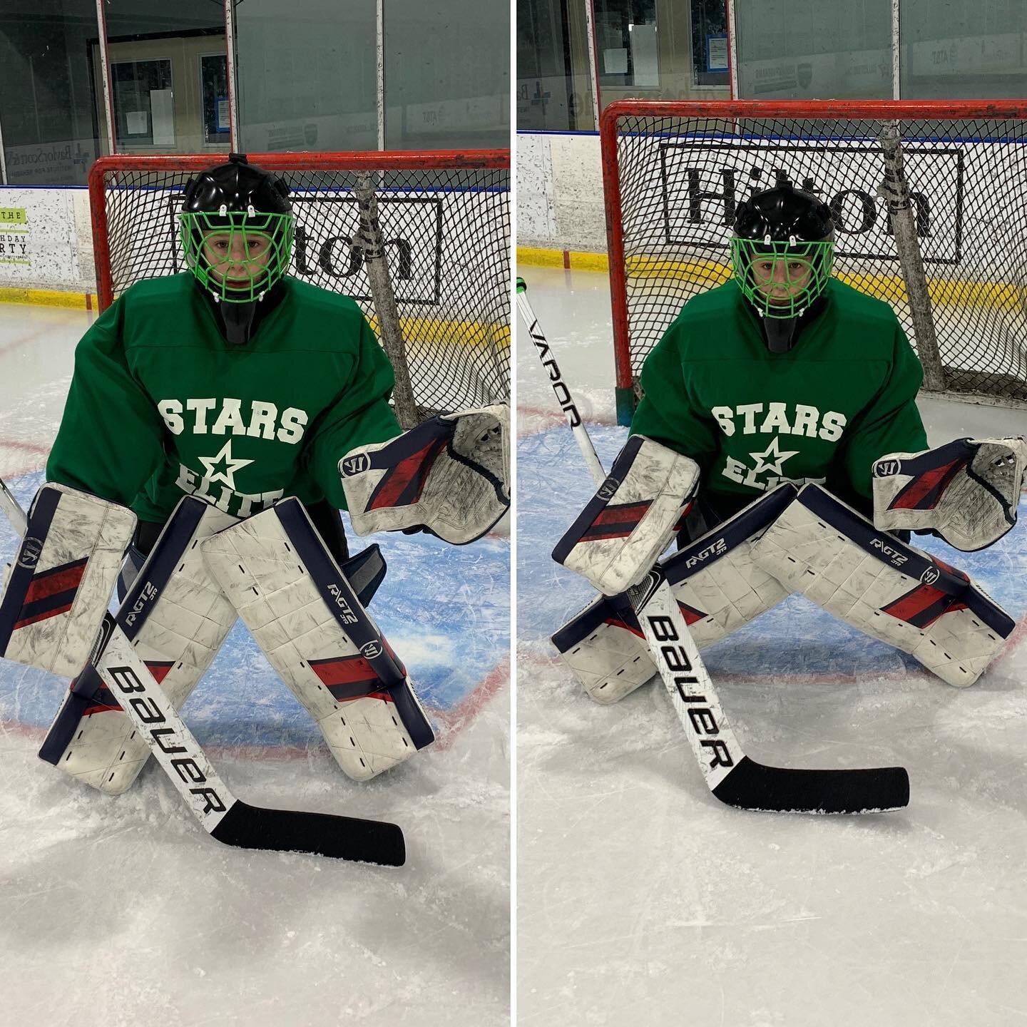 2010 goalie Bennett showing off two important stances. On the left is the movement stance where a goalie is ready to go wherever game play indicates. On the right is his stance positioning to make a save. 

#goalie #goalietraining #goalielife #goalie
