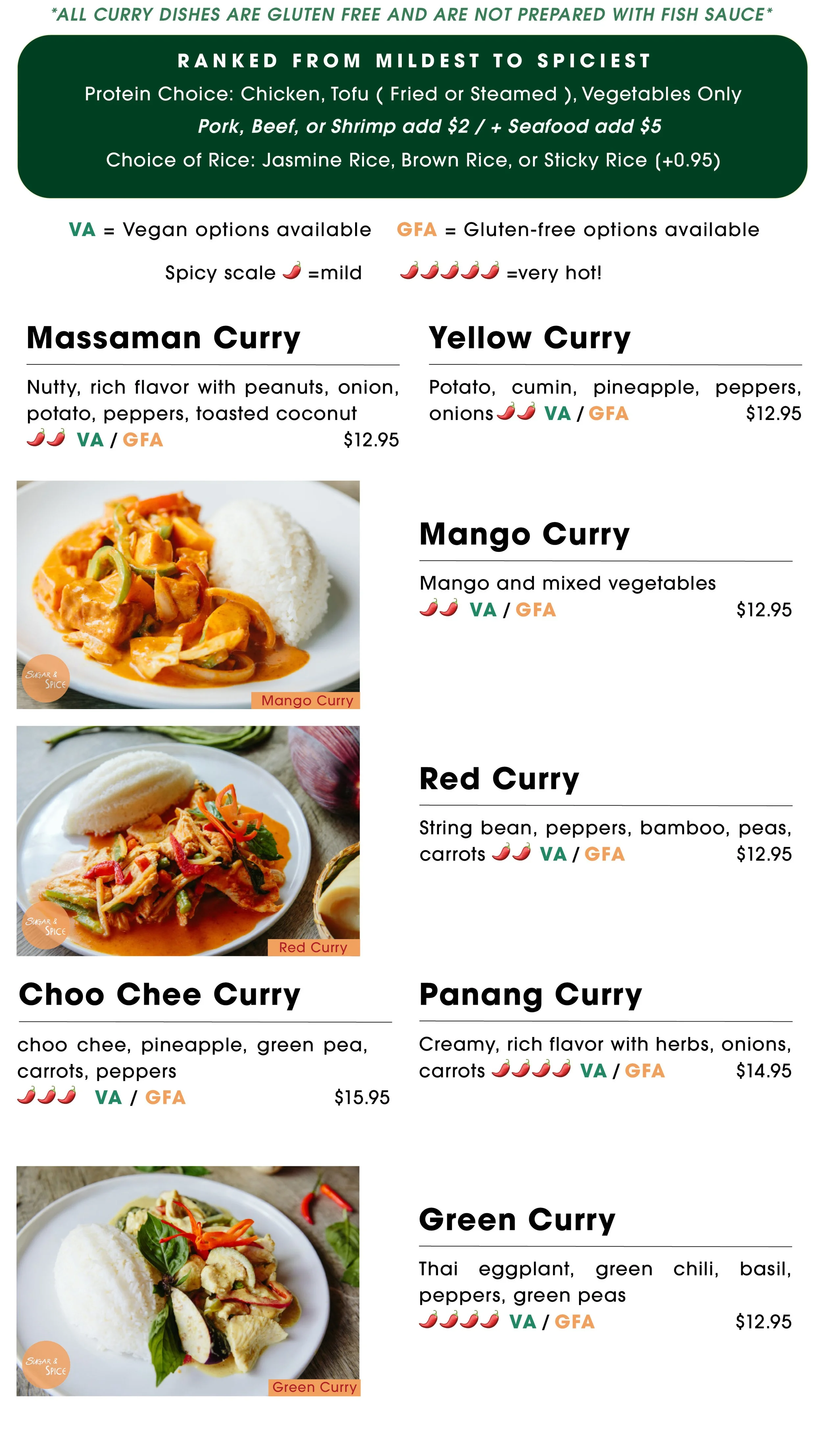 Gluten-Free Menu | Thai Food — Sugar & Spice | Cambridge, MA