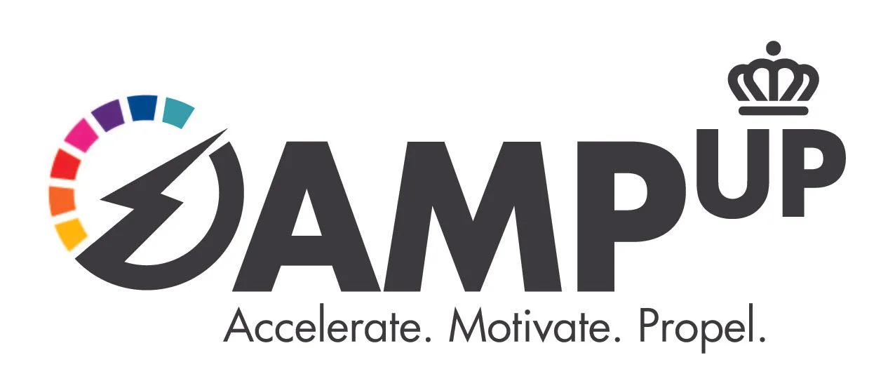 A logo with a colorful speedometer graphic, the words 'JUMP UP' with a crown above the 'U', and the tagline 'Accelerate. Motivate. Propel.'