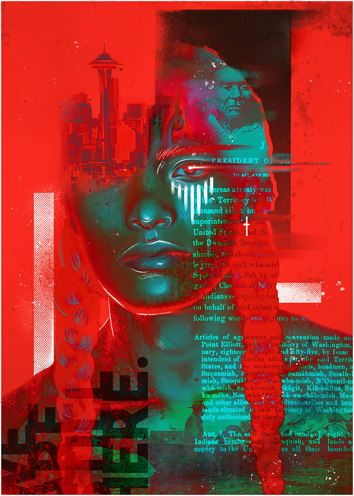 Like other Western cities, Seattle was built on land occupied by Native Americans for millennia. What is owed to the city’s original inhabitants? | Illustration by Morgan Krieg