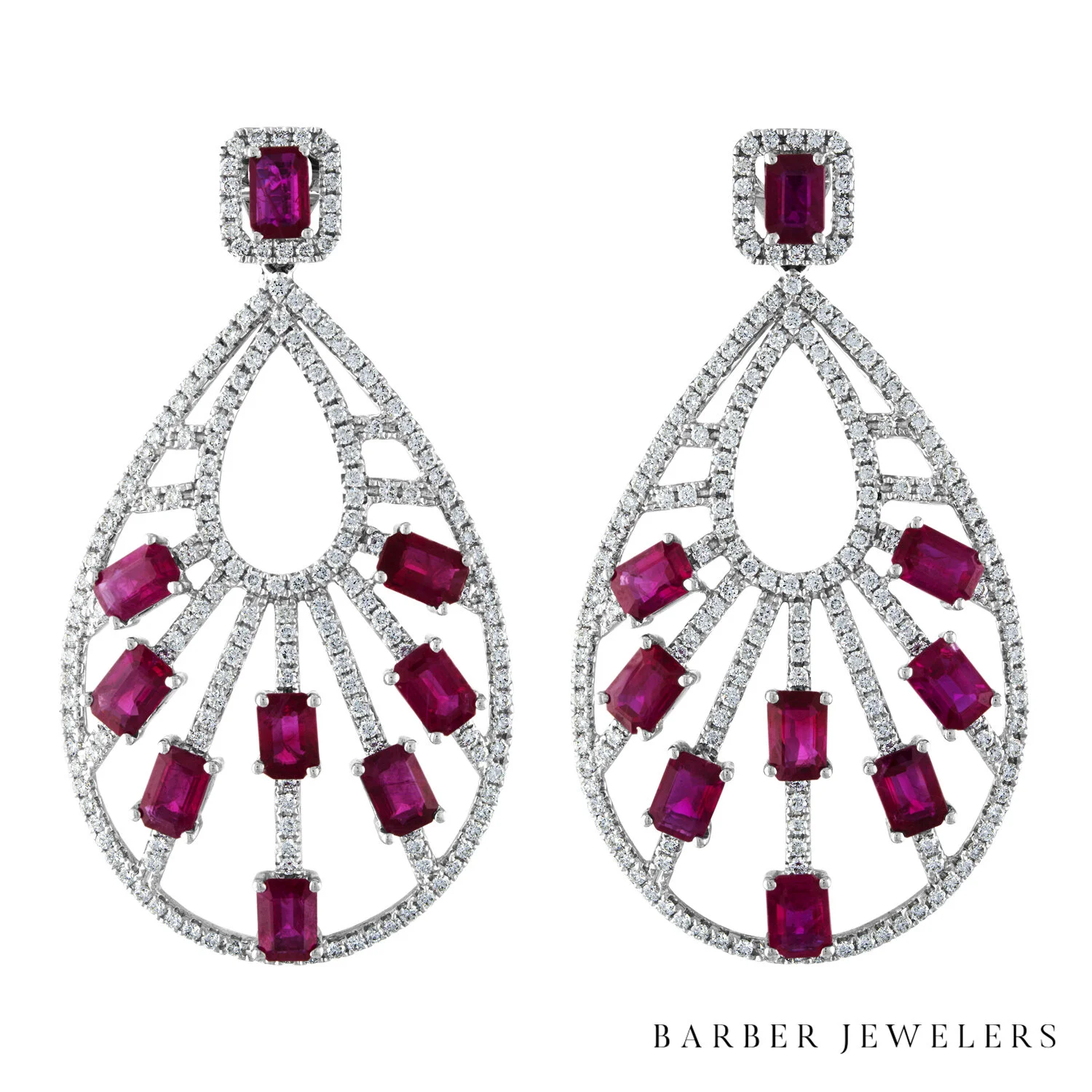 emerald berma rubies with diamonds set in white gold