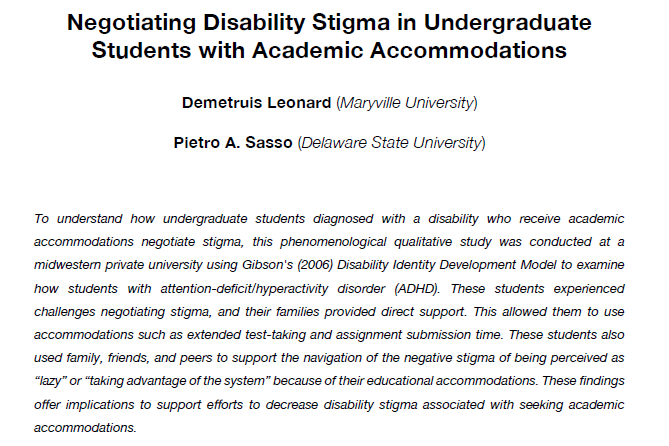New Article on Disability Accomodation Stigma