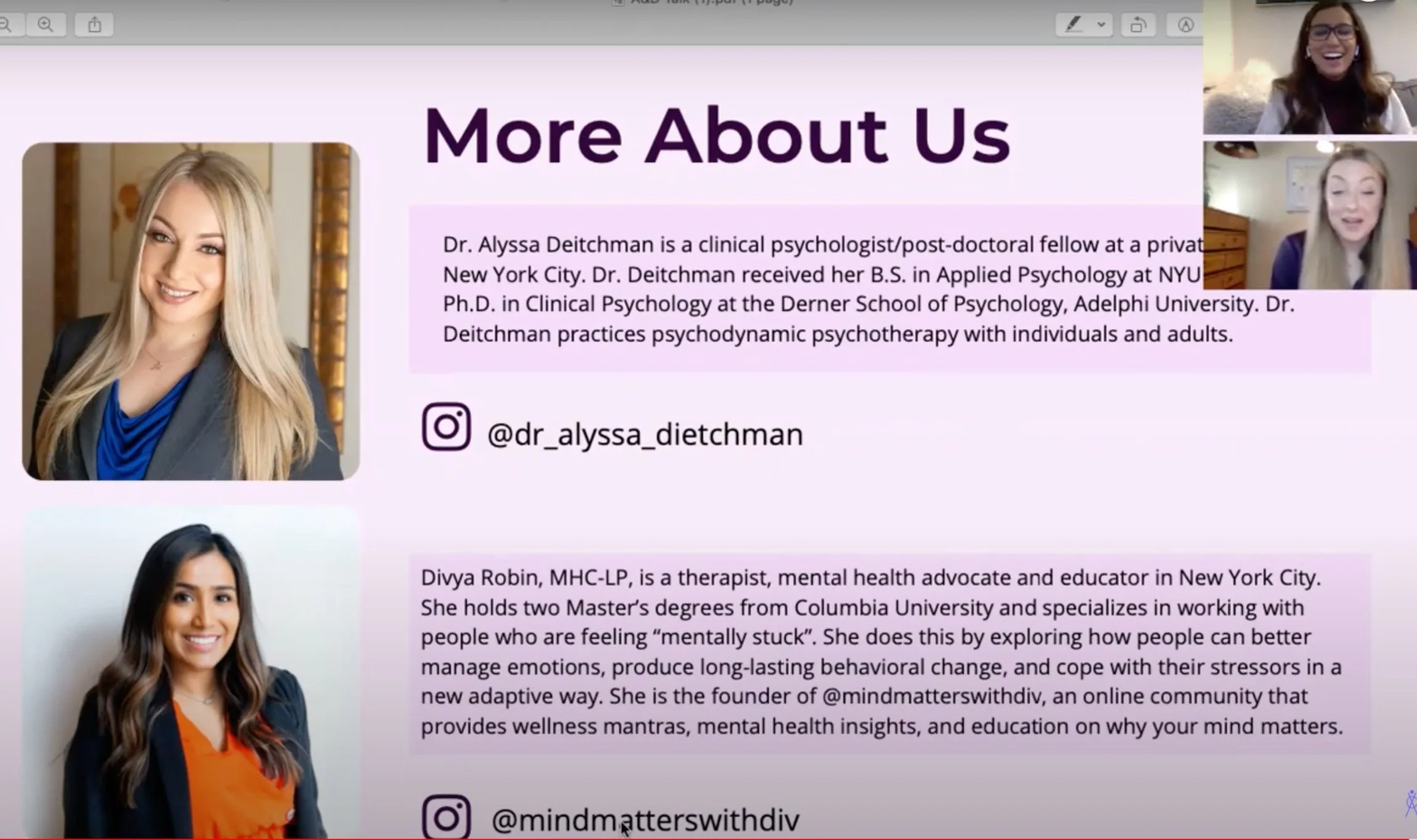 Mental Health | By Divya Robin, MHC &amp; Alyssa Deitchman, Ph.D.