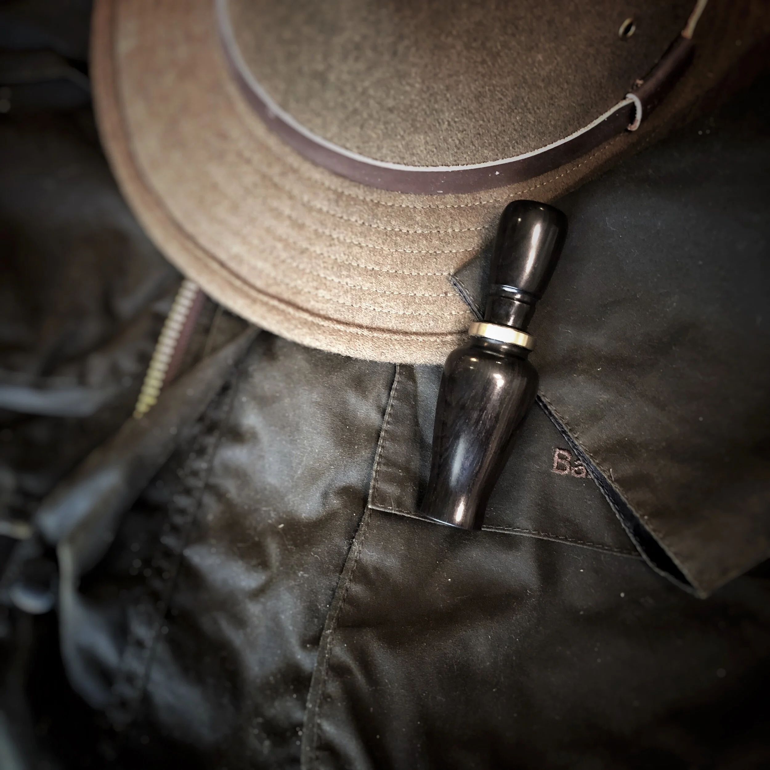 African Blackwood Duck Call with a brass band