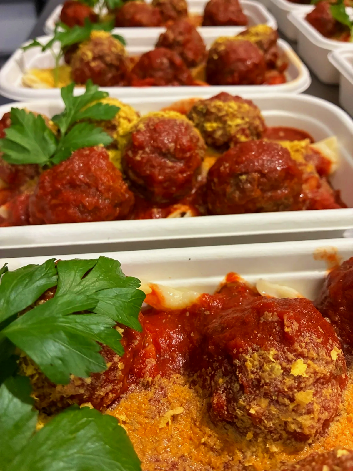 Meatballs in slowed cooked tomato basil sauce