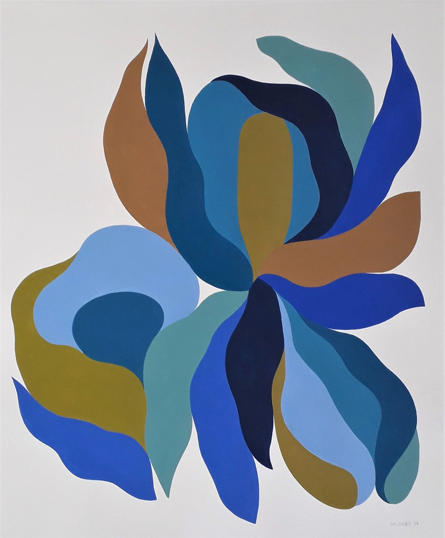 Rosario Salgado, Ultramarine dialogue I, 2019, acrylic on paper, 14.7 x 17.5