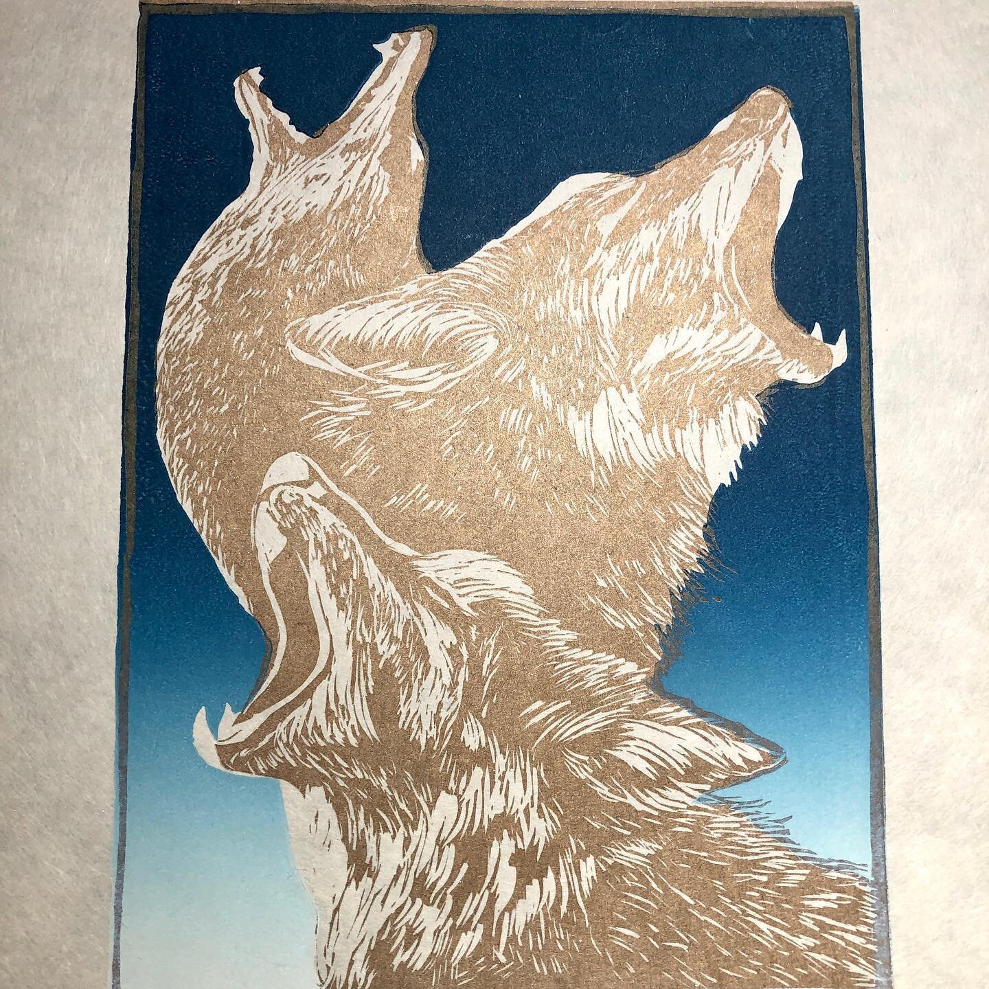 Another step. #process #printmaking #reliefprintmaking #multiples #coyotes #nature #nativefauna #california #treadlightlyontheearth #habitat #losangeles #fineart #contemporaryart #peoplesart