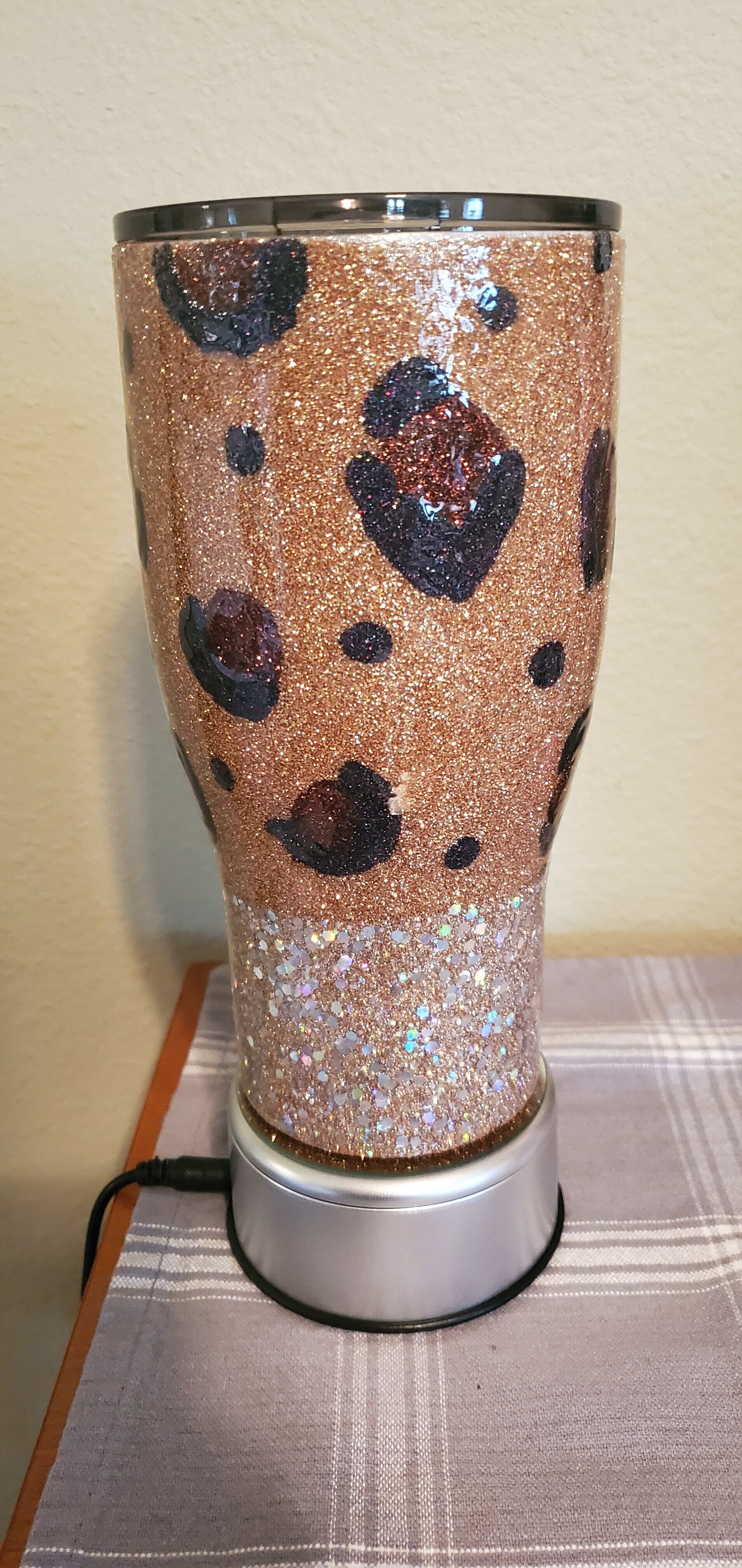 Leopard Print Glitter Tumbler