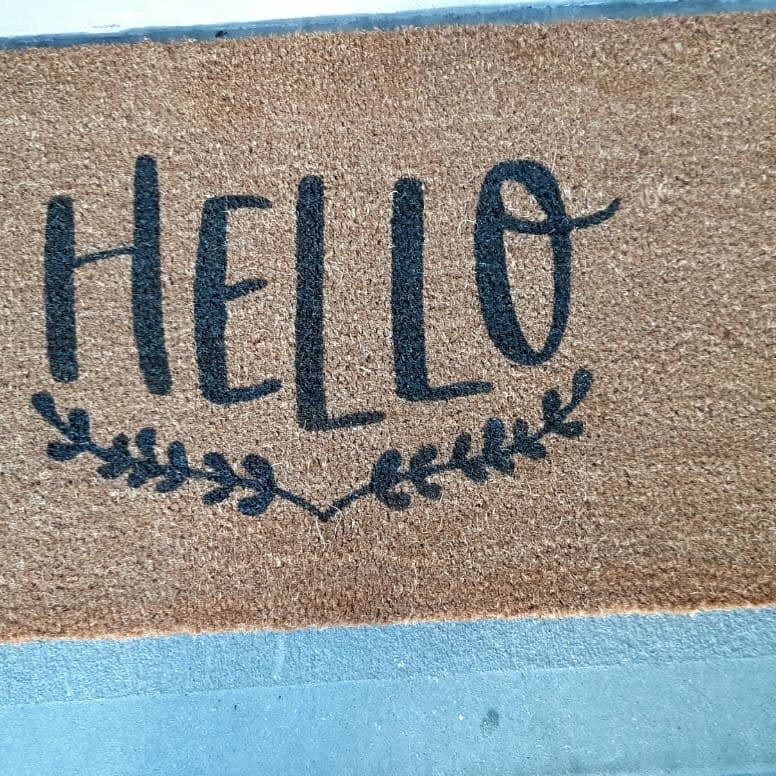 Hello Laurel Leaf Door Mat