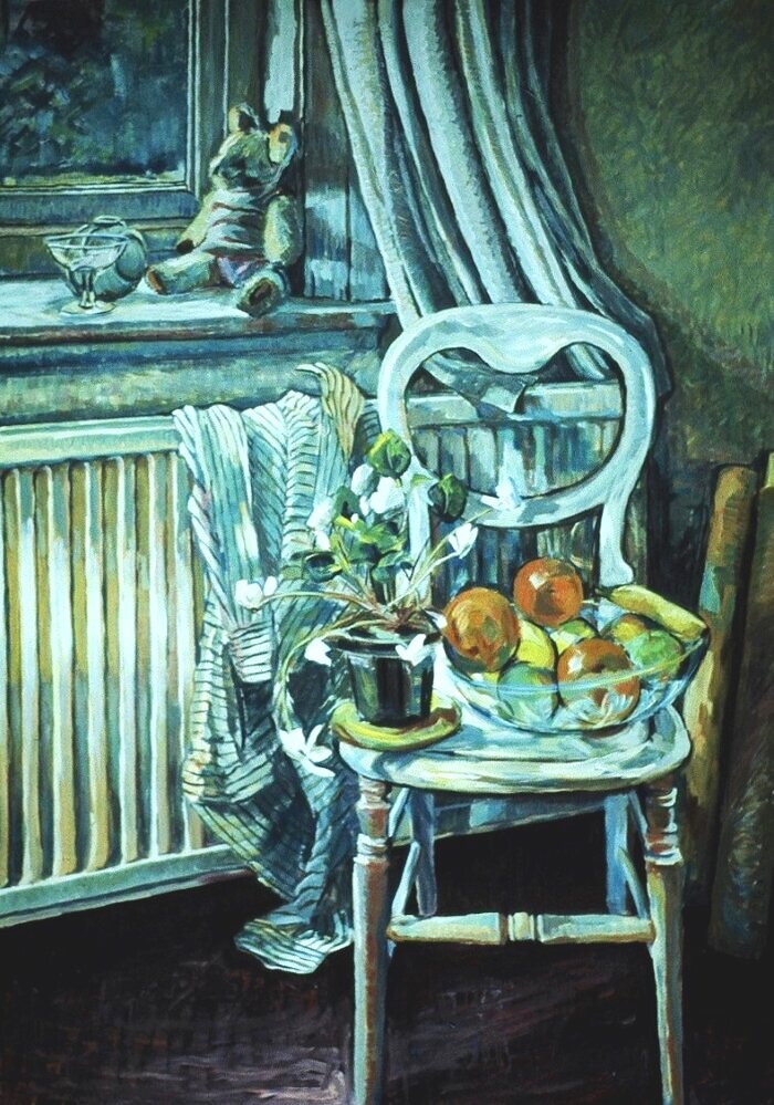 Chair with Oranges. 1988 acrylic on masonite