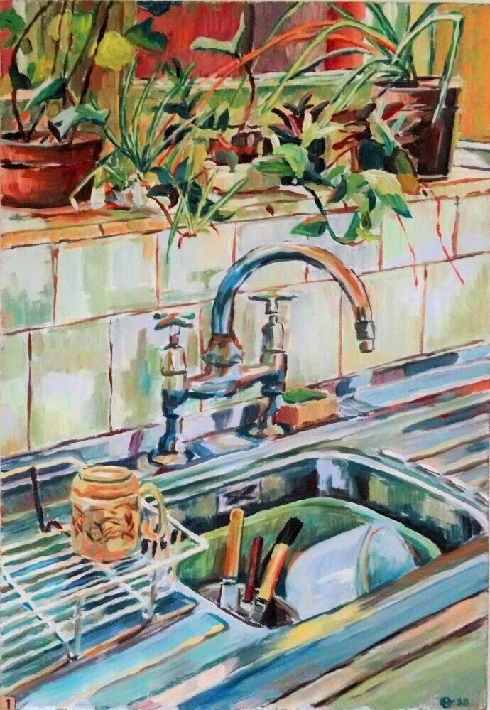 Kitchen Sink acrylic on masonite