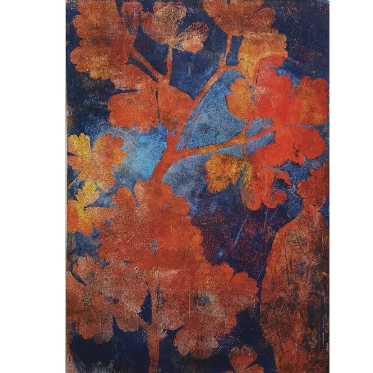 Henrietta Manning Botanical Monoprint reds and blues