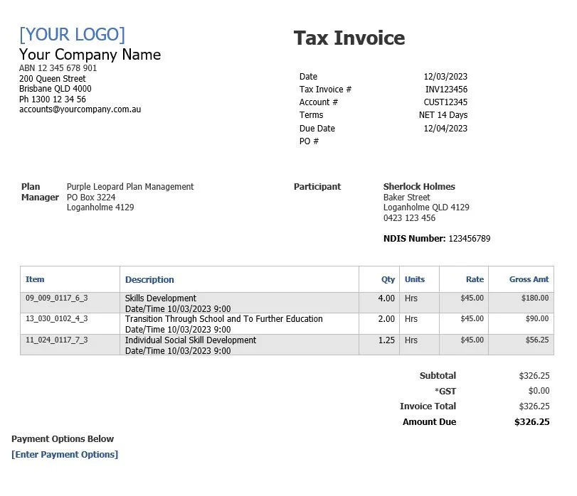 Novant Health Invoice Example For Providers — Purple Leopard Plan Management