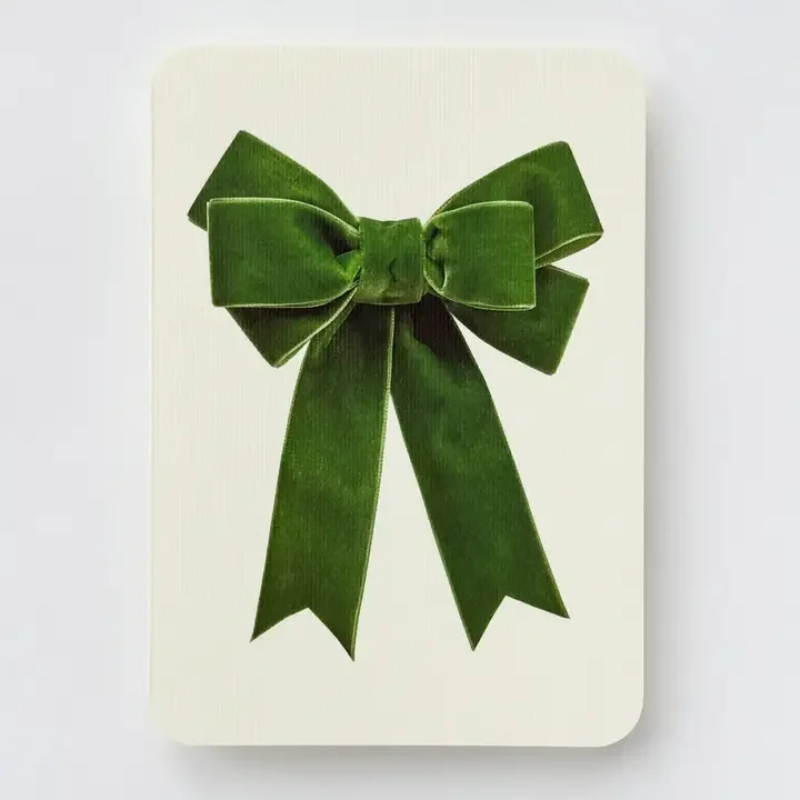 Green velvet bow blank card