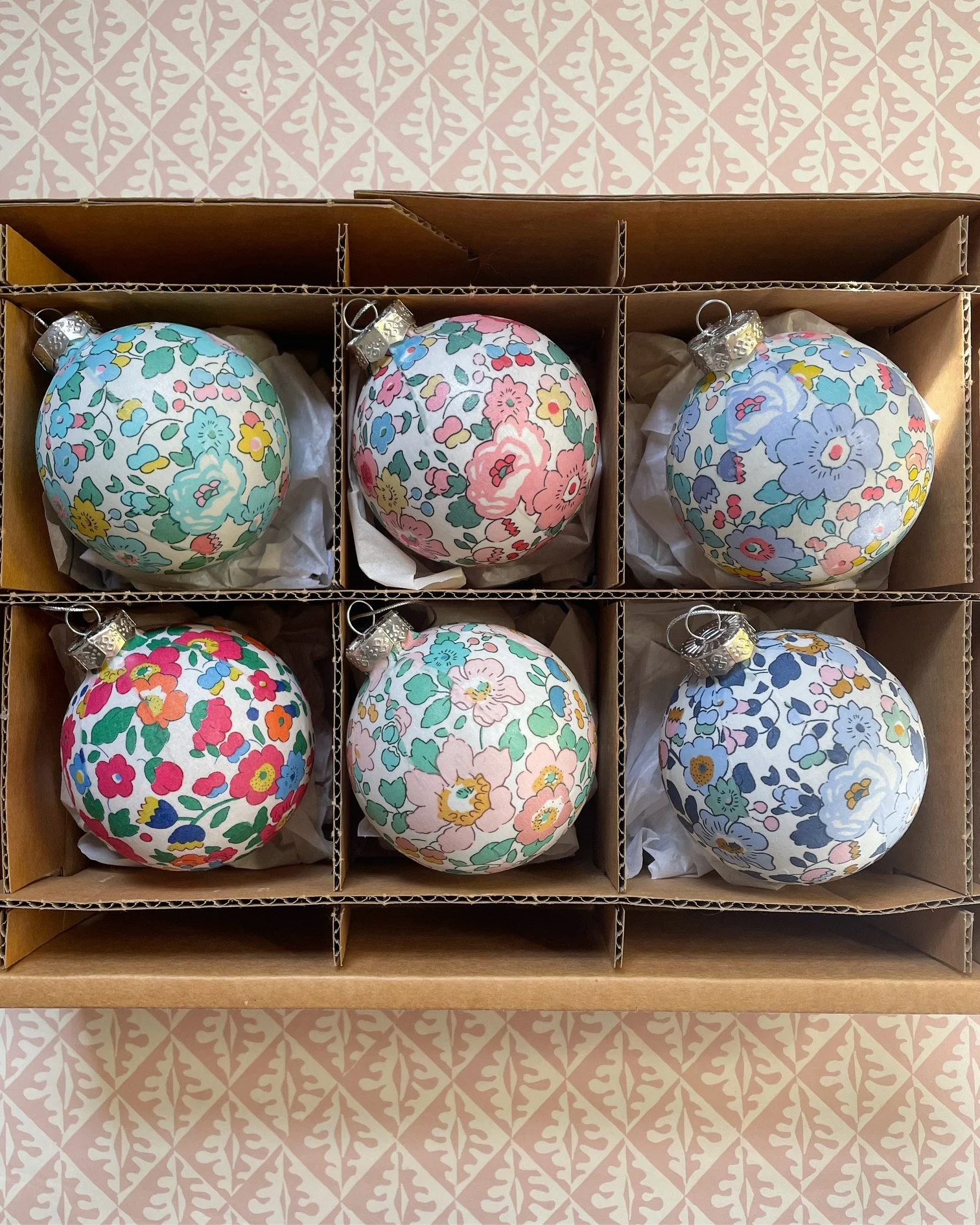 Liberty Christmas baubles set of 6 'Betsy'