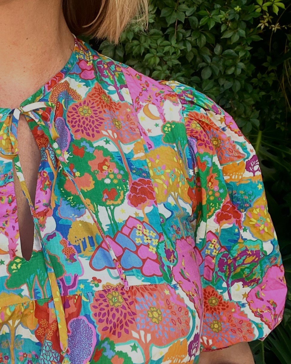 Puff sleeve popover blouse Liberty 'Arboretum'