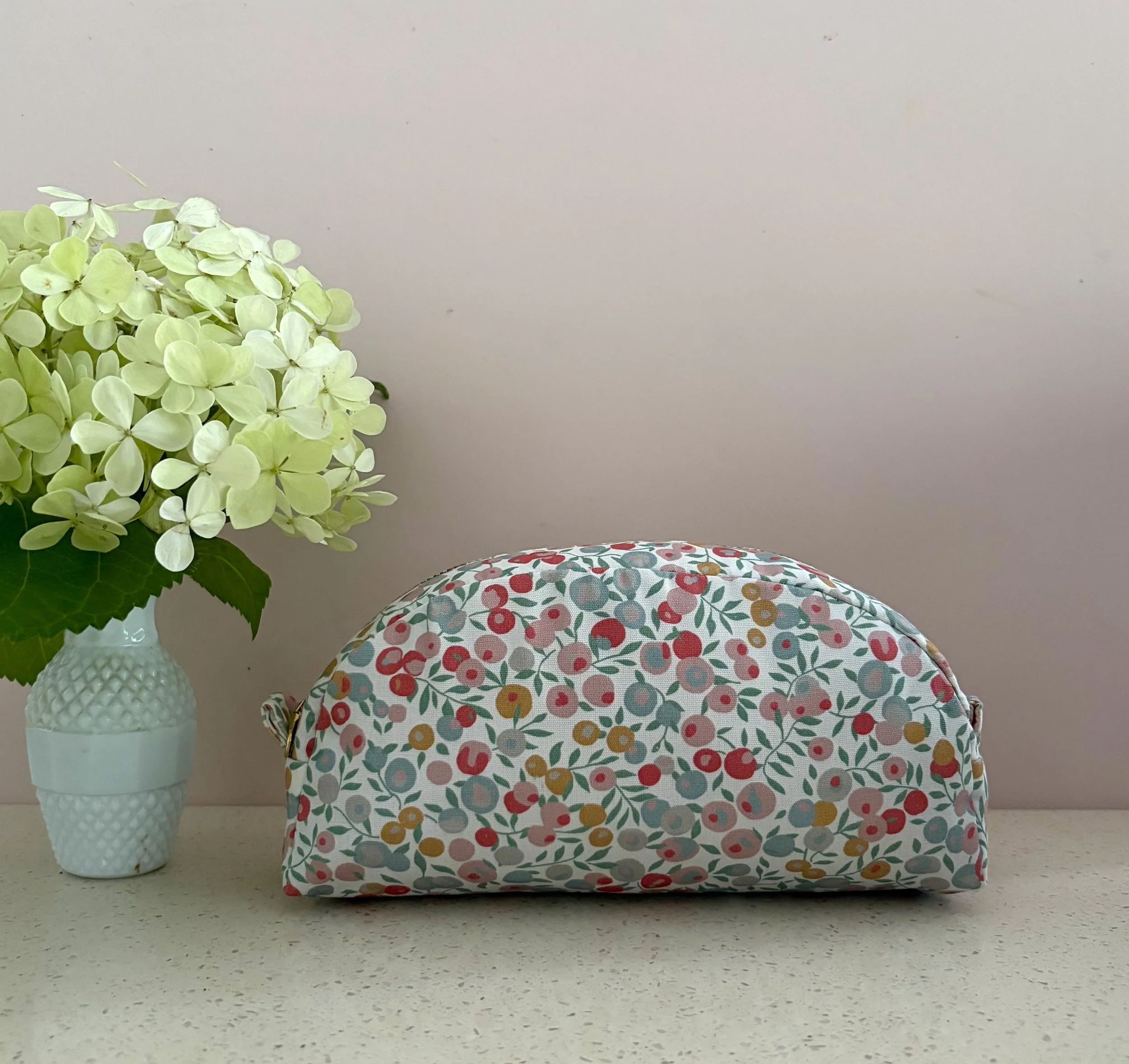 Crescent makeup bag - Liberty 'Wiltshire Blossom' cream