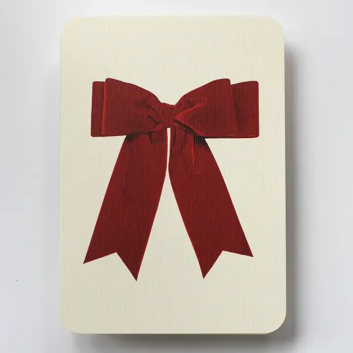 Red velvet bow blank card