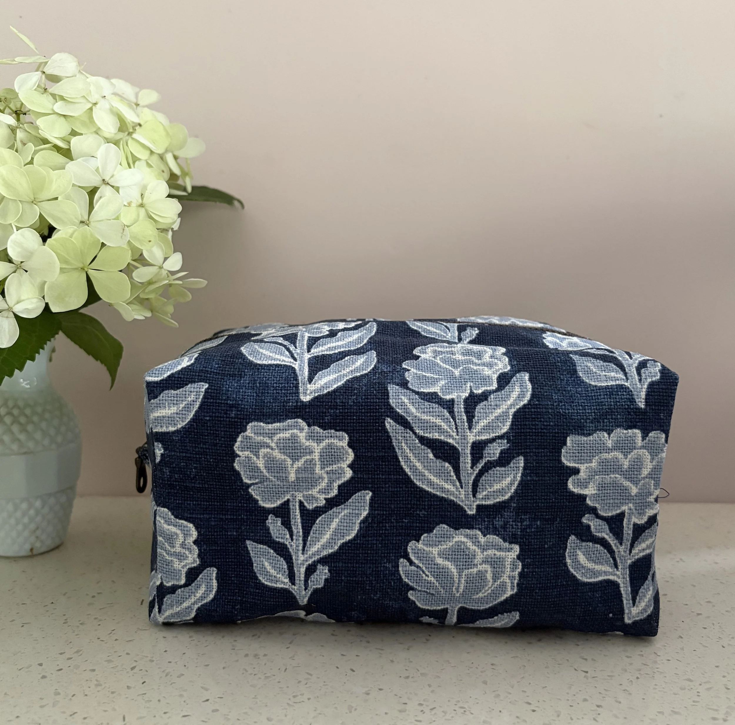 Rectangle makeup bag - Anna Spiro 'Marigold' navy