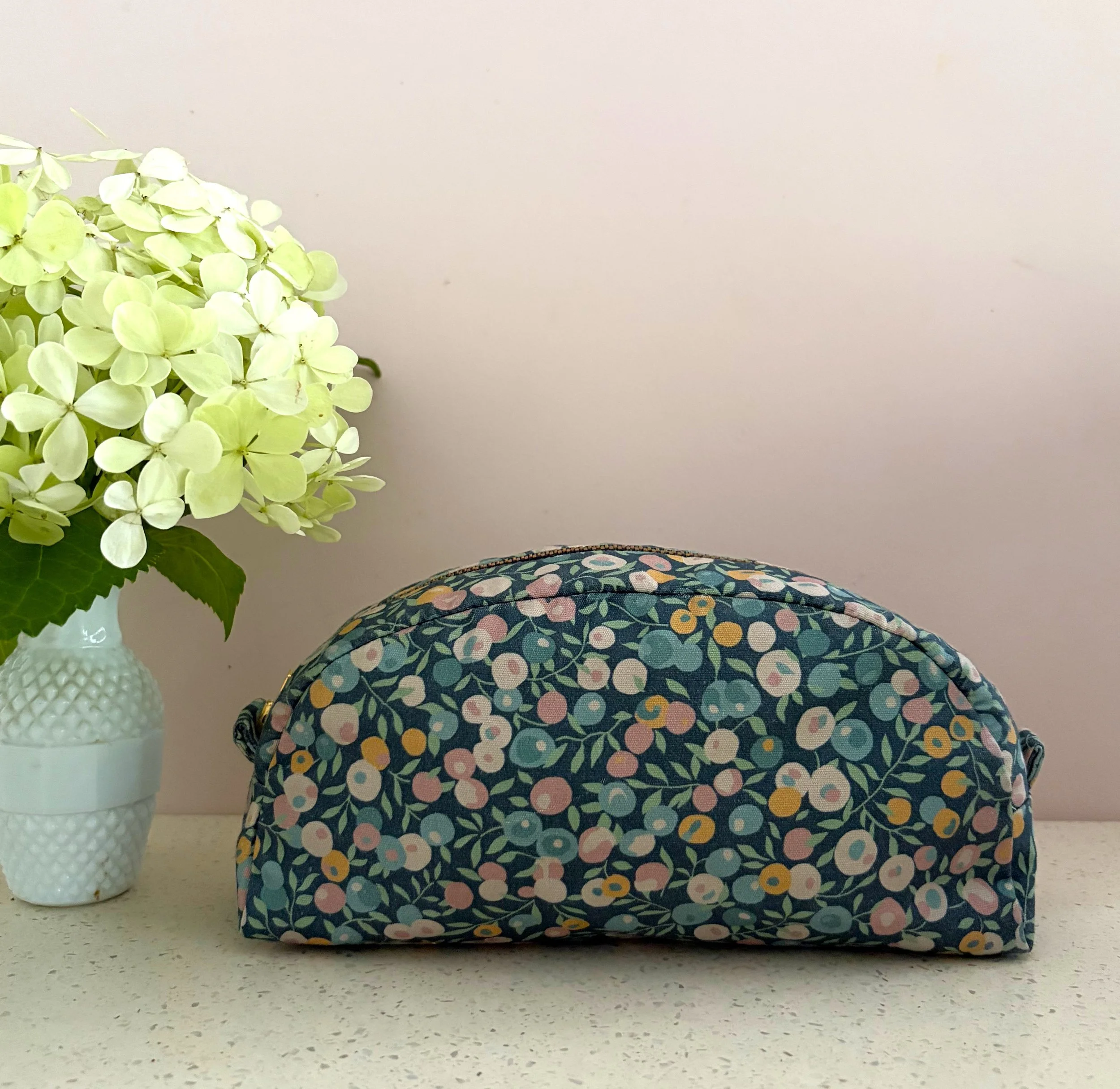 Crescent makeup bag - Liberty 'Wiltshire Blossom' green