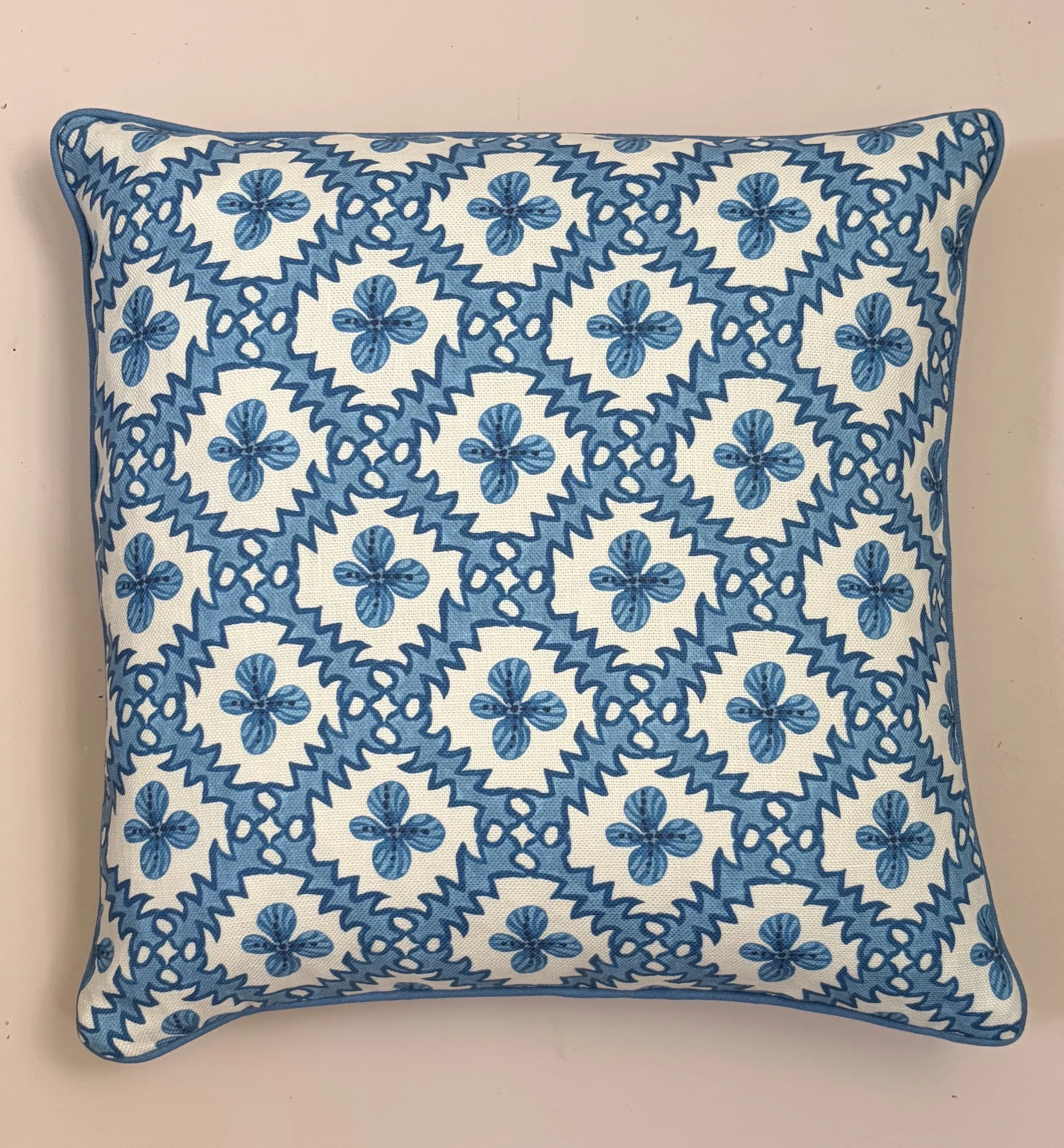Cushion Anna Spiro 'Paloma' blue on white
