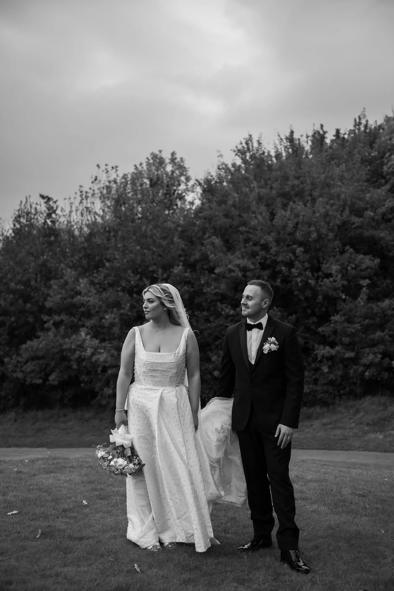 bride and groom stand together at The Celtic Manor Newport