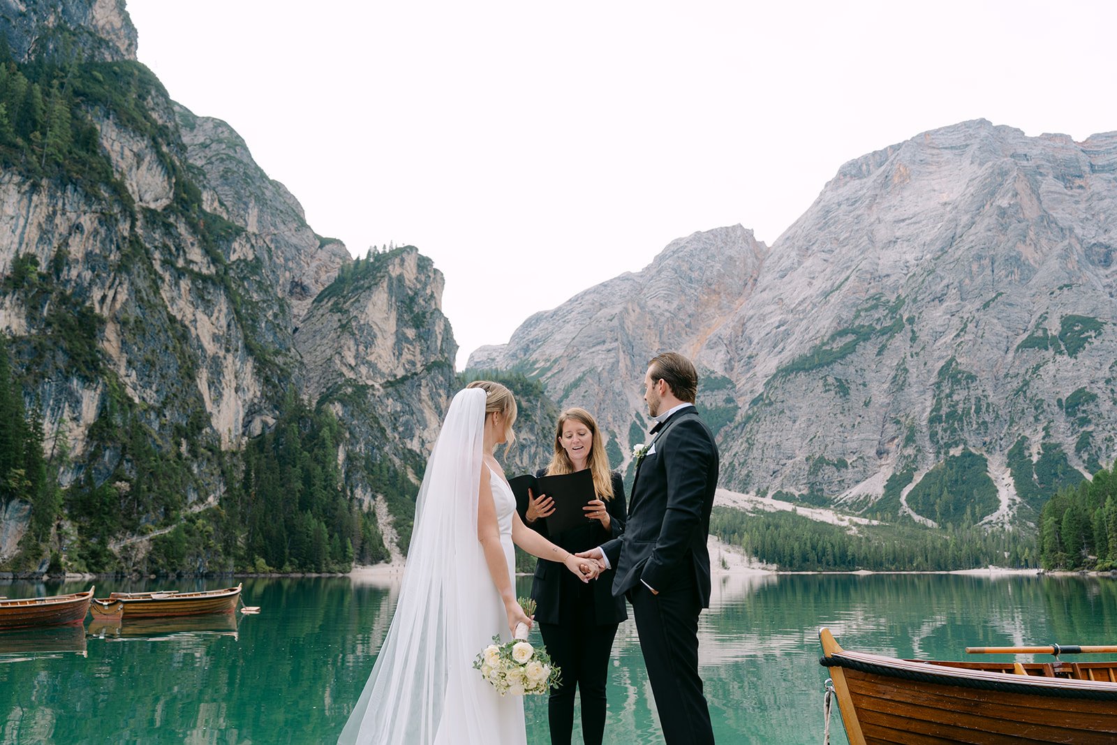 elopement ceremony in lake braies dolomites italy