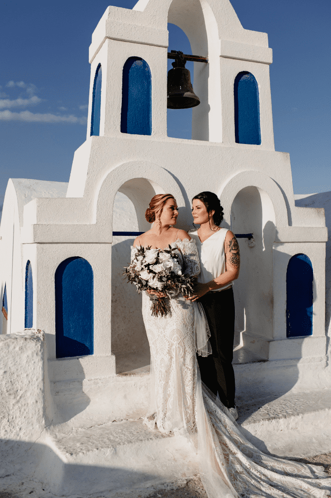 lgbt elopement in santorini, greece by somewhere crazy