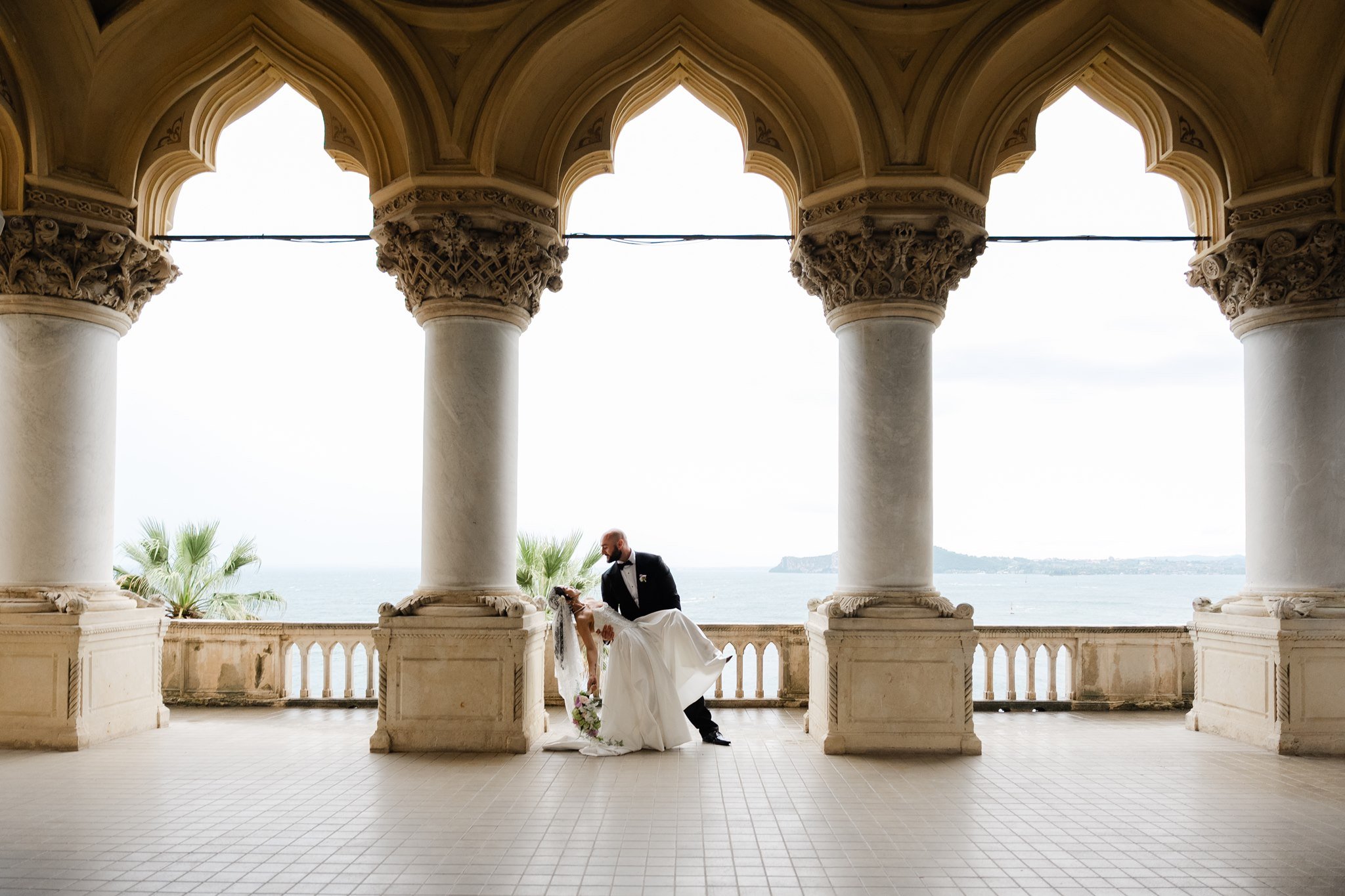 Elopement wedding portrait of couple in Lake Garda Italy