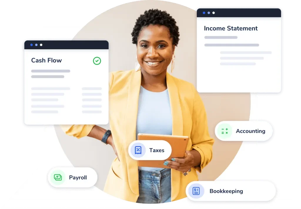 Bookkeeping Services and screen showing cash flow and income statement