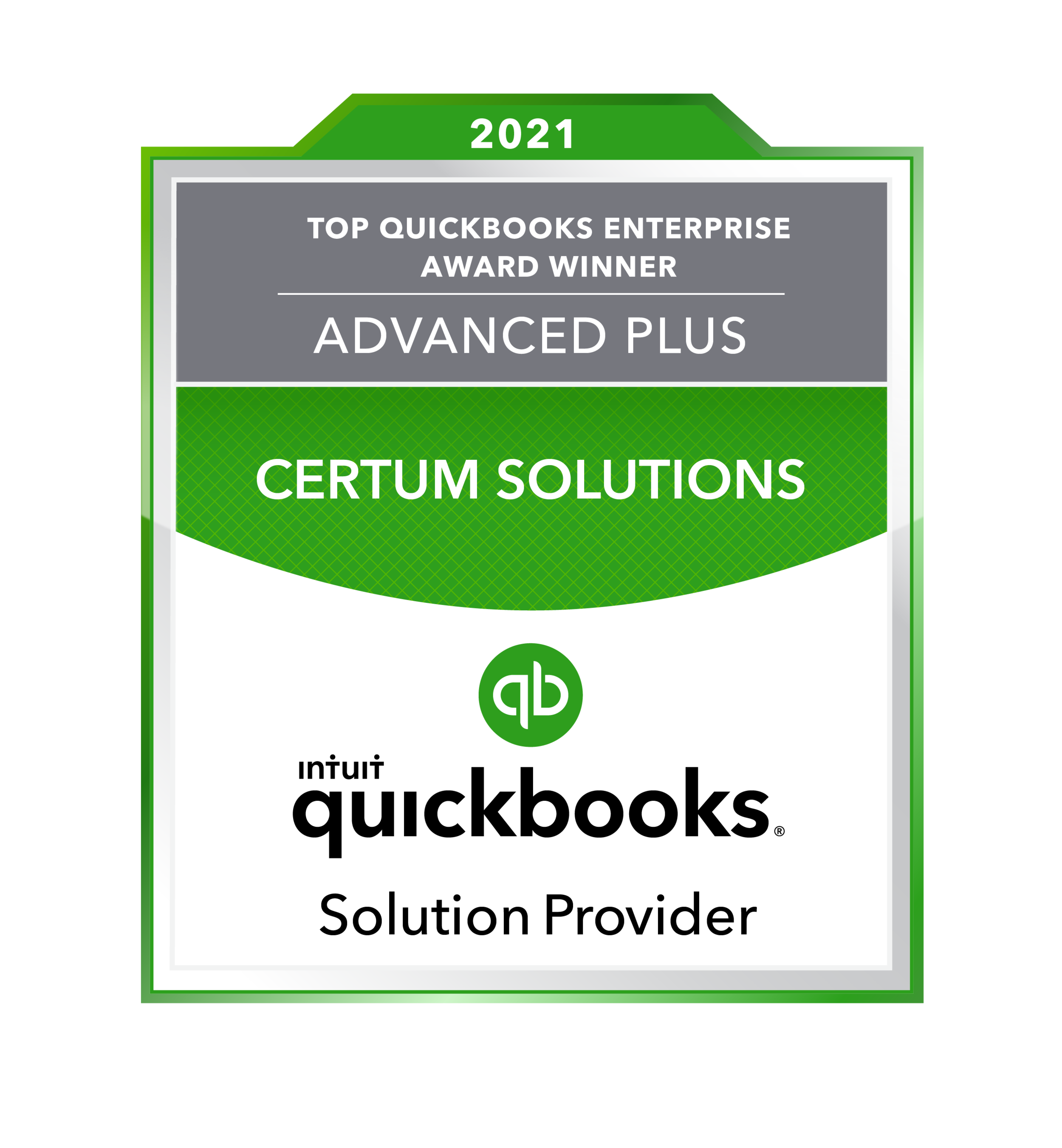 2021 Top QuickBooks Enterprise Award badge for Certum Solutions, Intuit QuickBooks Solution Provider.
