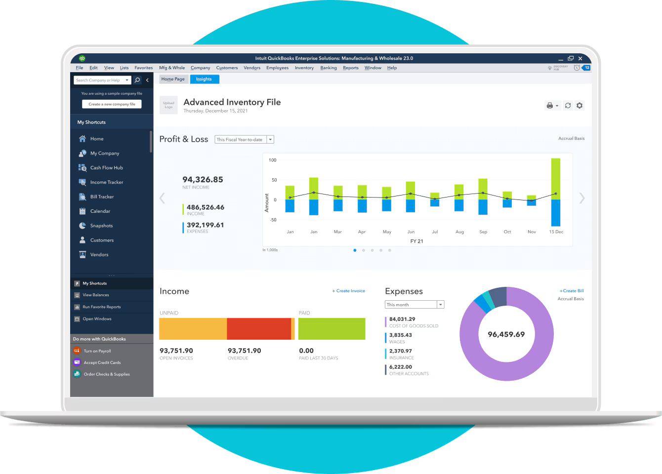 QuickBooks Enterprise Enterprise Dashbaord, QuickBooks Setup Certum Solutions