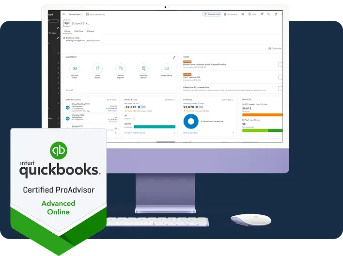quickbooks dashboard showing clean accounts by expert QSP certum solutions offering quickbooks cleanup services
