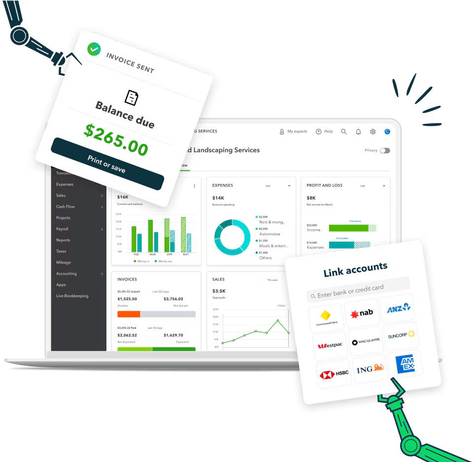 showing dashboard for accounting and financial systems in the business being implemented